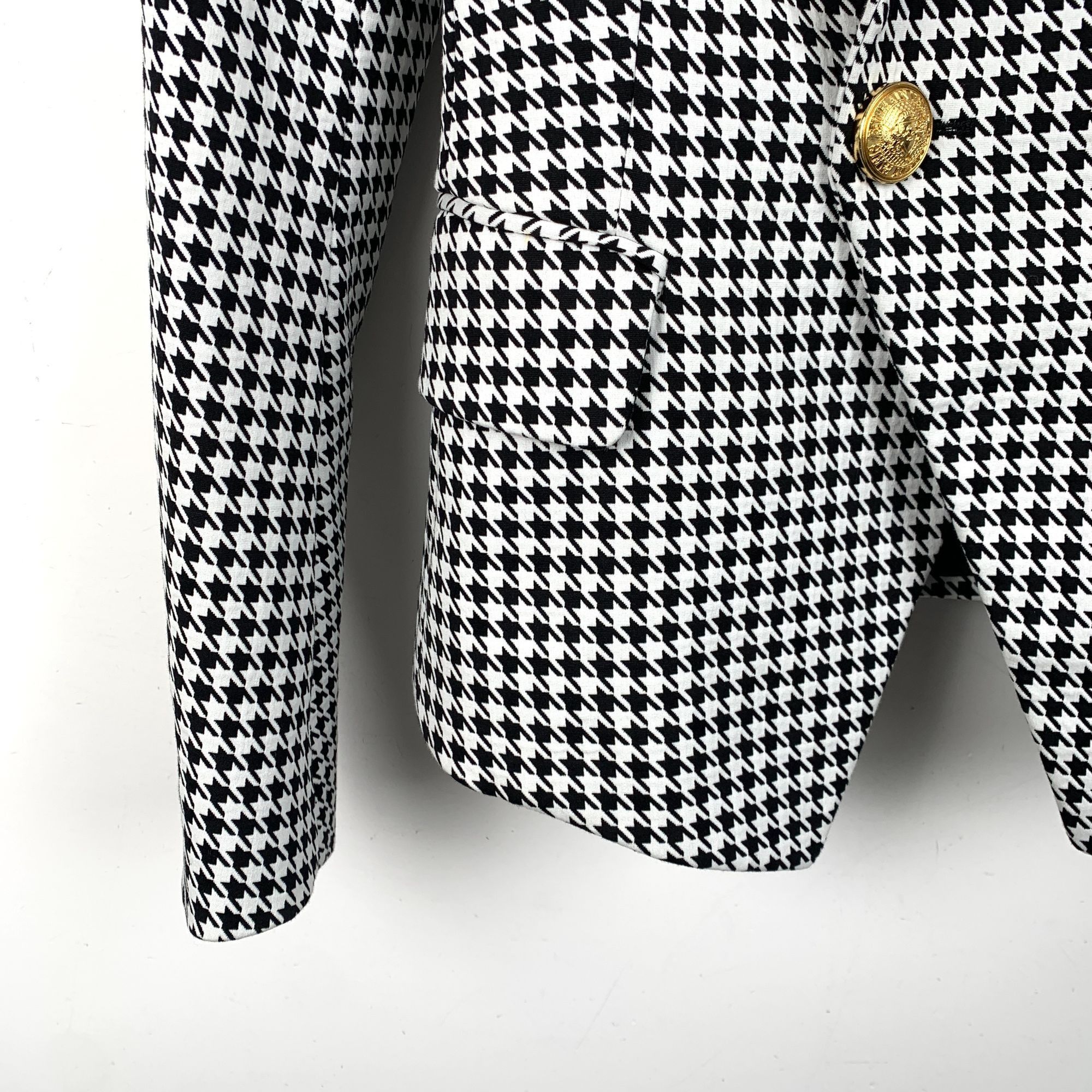 Balmain Balmain Womens Houndstooth Double-Breasted Blazer With Gold Size XS / US 0-2 / IT 36-38 - 4 Thumbnail