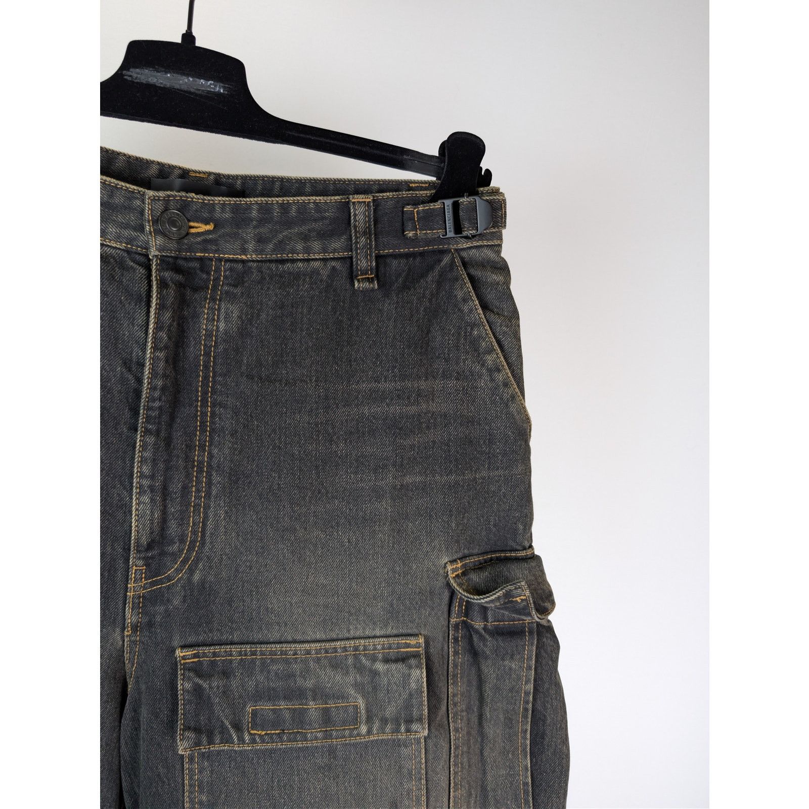 Balenciaga o1rshd1 Cargo Denim Trousers Pants in Washed Black Size US 30 / EU 46 - 5 Thumbnail