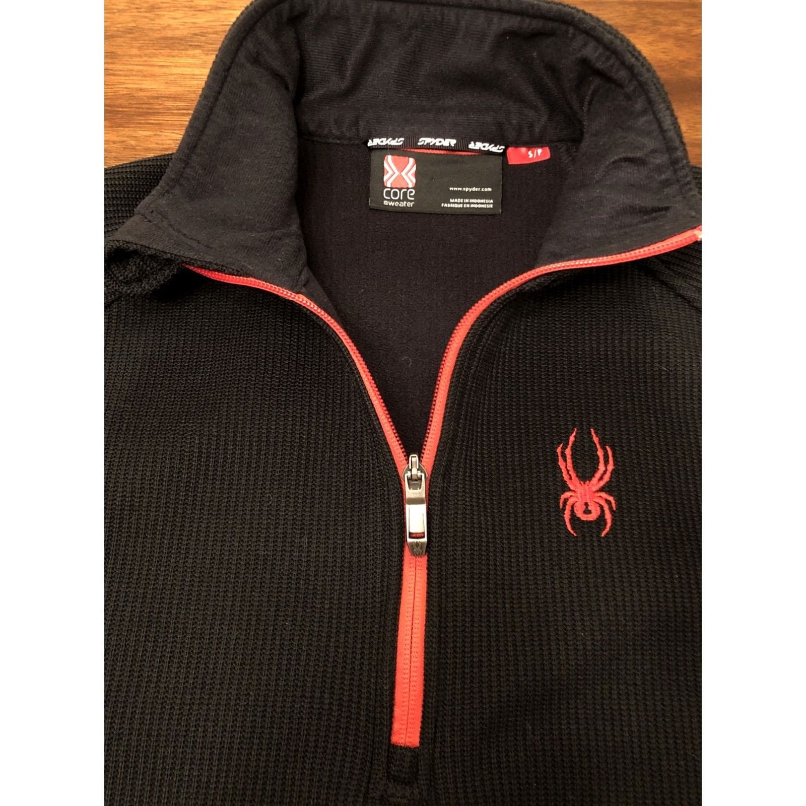 Spyder VINTAGE SPYDER Core Sweater 1/4 Zip Pullover Black Red Men’s Small Size US S / EU 44-46 / 1 - 2 Thumbnail
