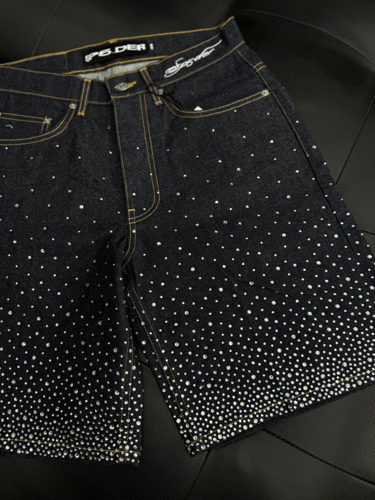 Sp5der Sp5der Rhinestone Crystal Jean Shorts Size (28) NEW Size US 28 / EU 44 - 2 Thumbnail