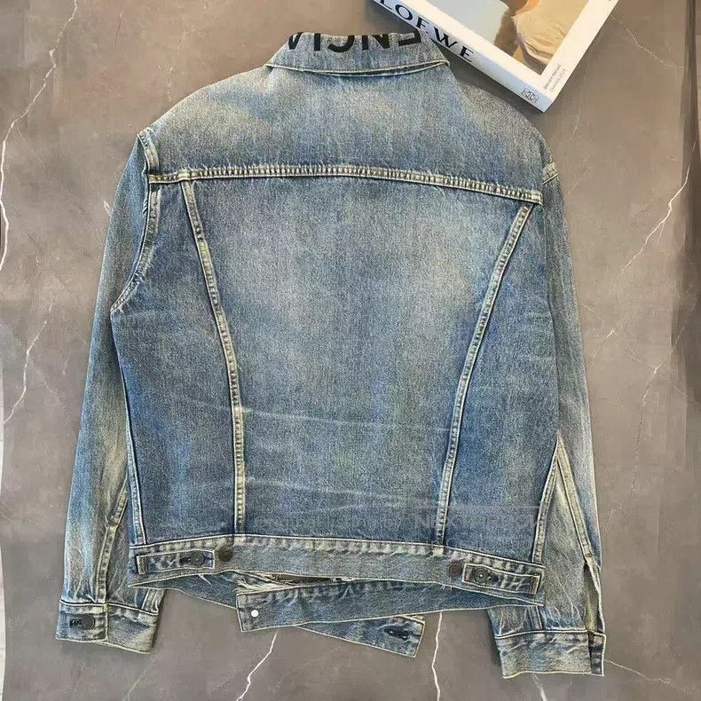 Balenciaga Balenciaga Blue denim jacket with collar logo distressed Size XXS / US 00 / IT 34 - 2 Thumbnail