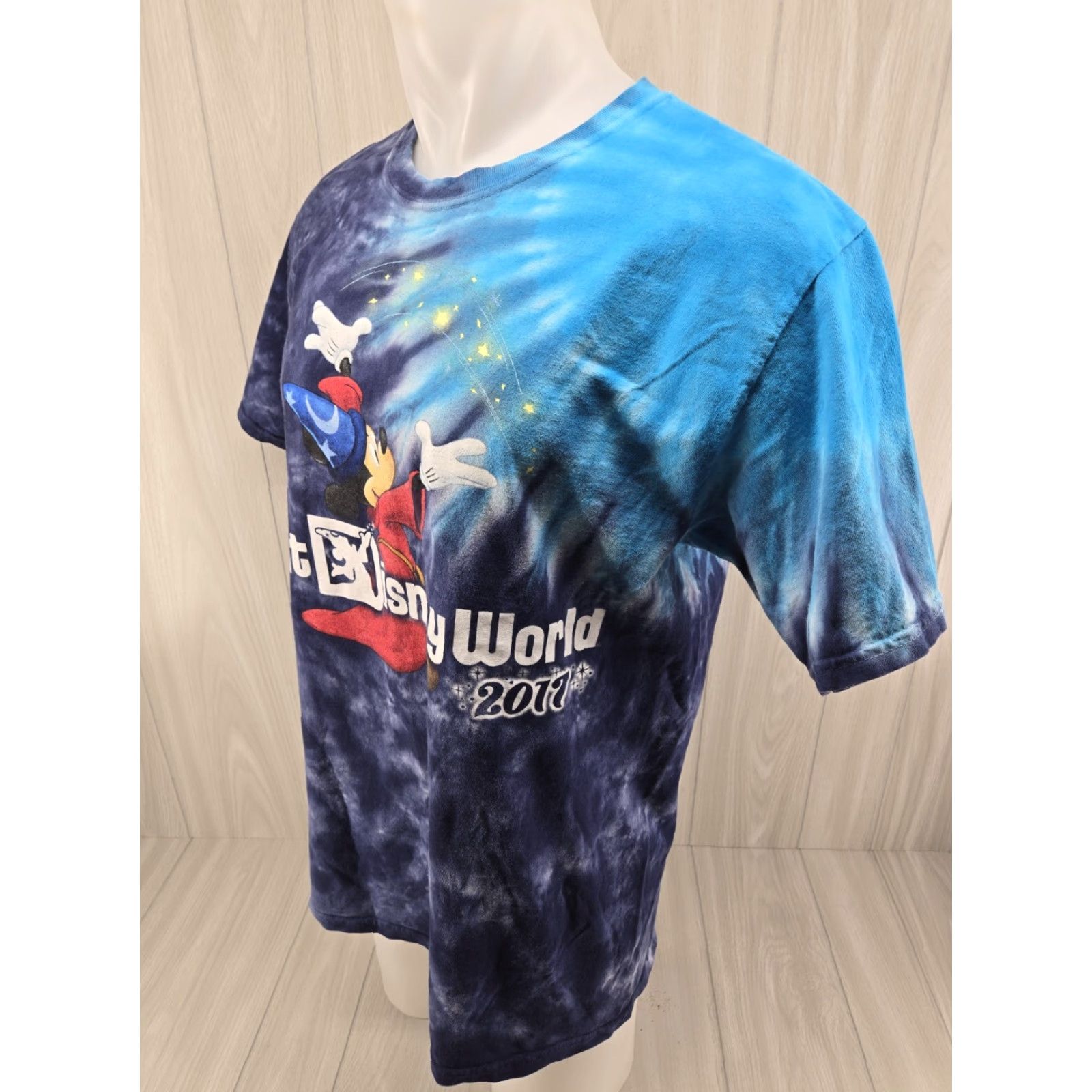 Disney Disney Parks 2017 T-Shirt Tee Tie Dye Mickey Mouse Fantasia Disney Brand Shirt Mens LRG Blue Cotton Graphic Print Short Sleeve Crew Neck Vintage: No Size US L / EU 52-54 / 3 - 3 Thumbnail