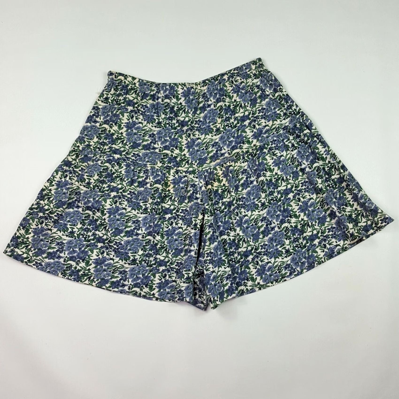 Vintage VINTAGE Over The Rainbow Womens Shorts Baggy Stretch Floral 80s Flower Blue L Size 24" / US 00 / IT 34 - 4 Thumbnail