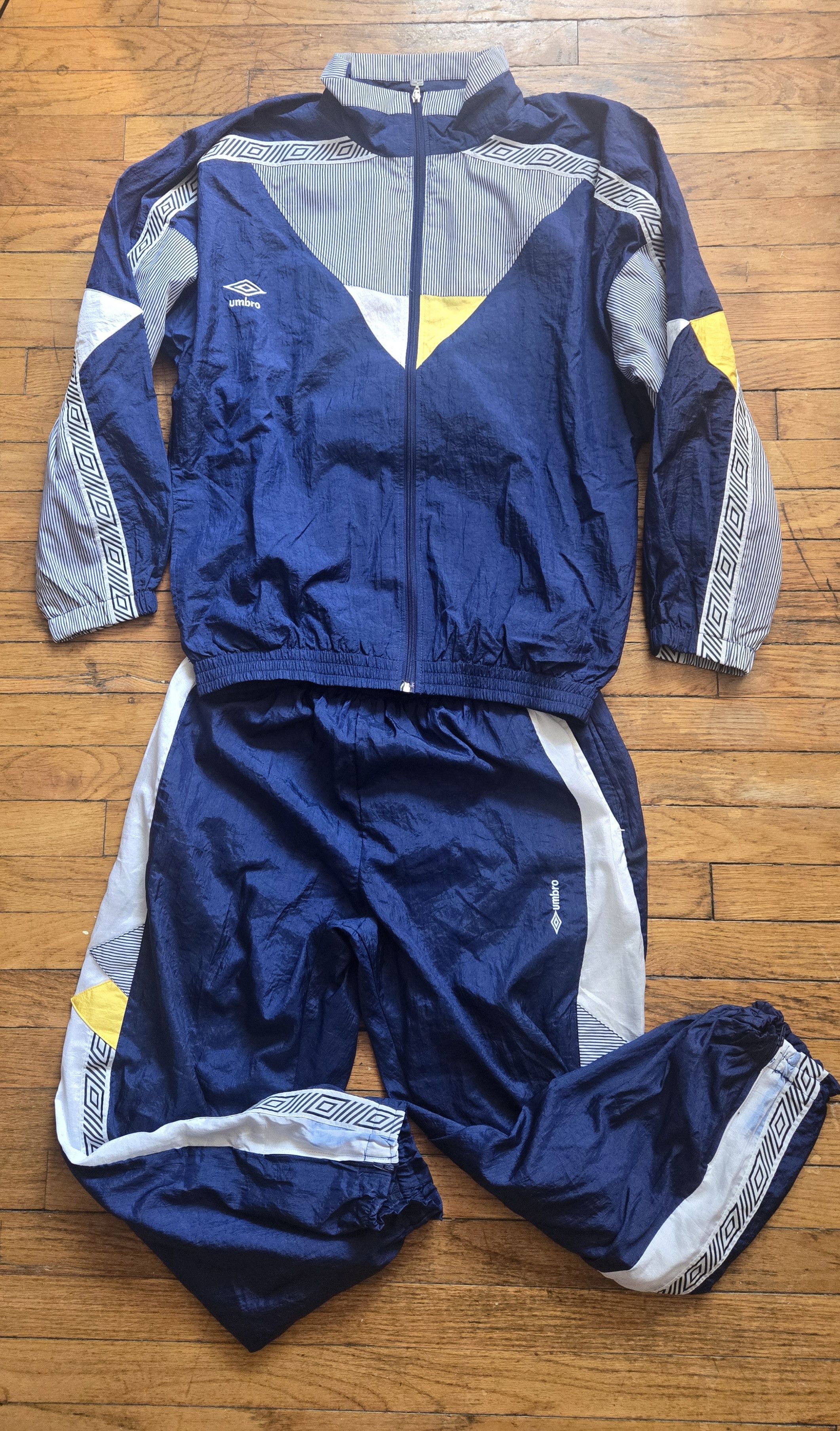 Umbro Bnwot 90s Umbro L Blue White Yellow tracksuit | Grailed