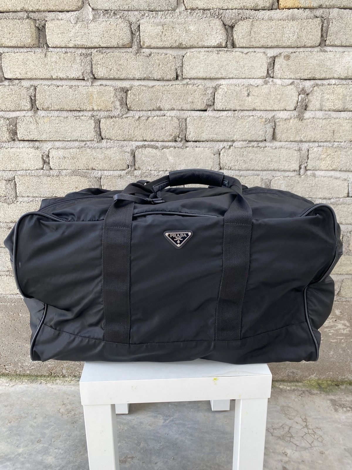 Prada PRADA Duffle Travel Carry Handbag Shoulder Bag Black Nylon Size ONE SIZE - 1 Thumbnail