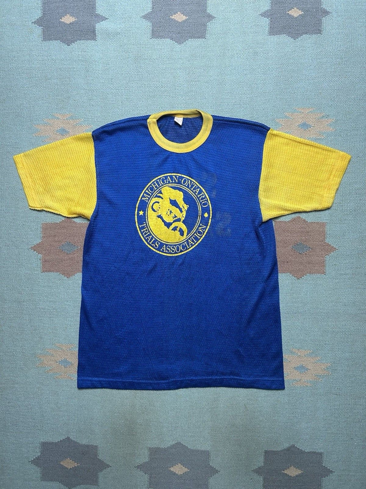 Vintage 70s mesh jersey t shirt Michigan Ontario trial slow spokes M Size US M / EU 48-50 / 2 - 1 Thumbnail