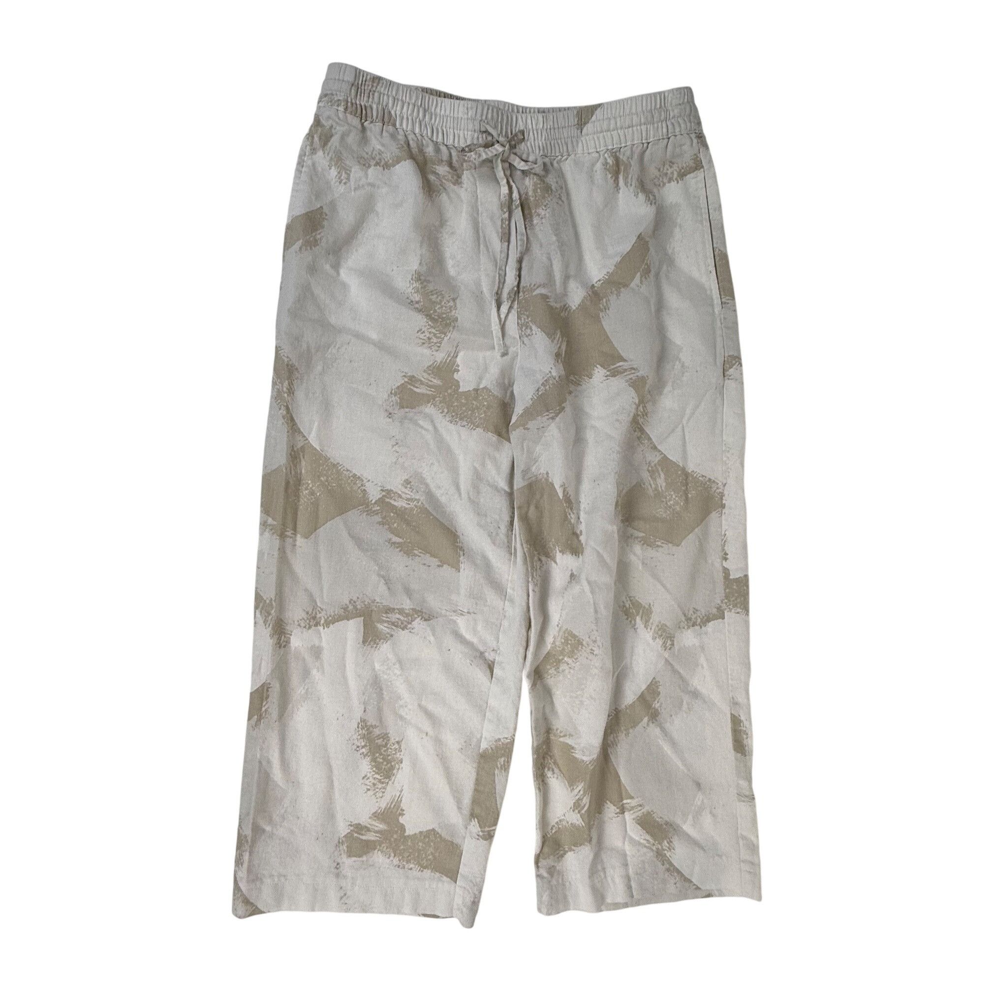 DKNY DKNY Wide-Leg Pull-On Linen Blend Pull-On Pants Beige Print Size 30" / US 8 / IT 44 - 1 Thumbnail