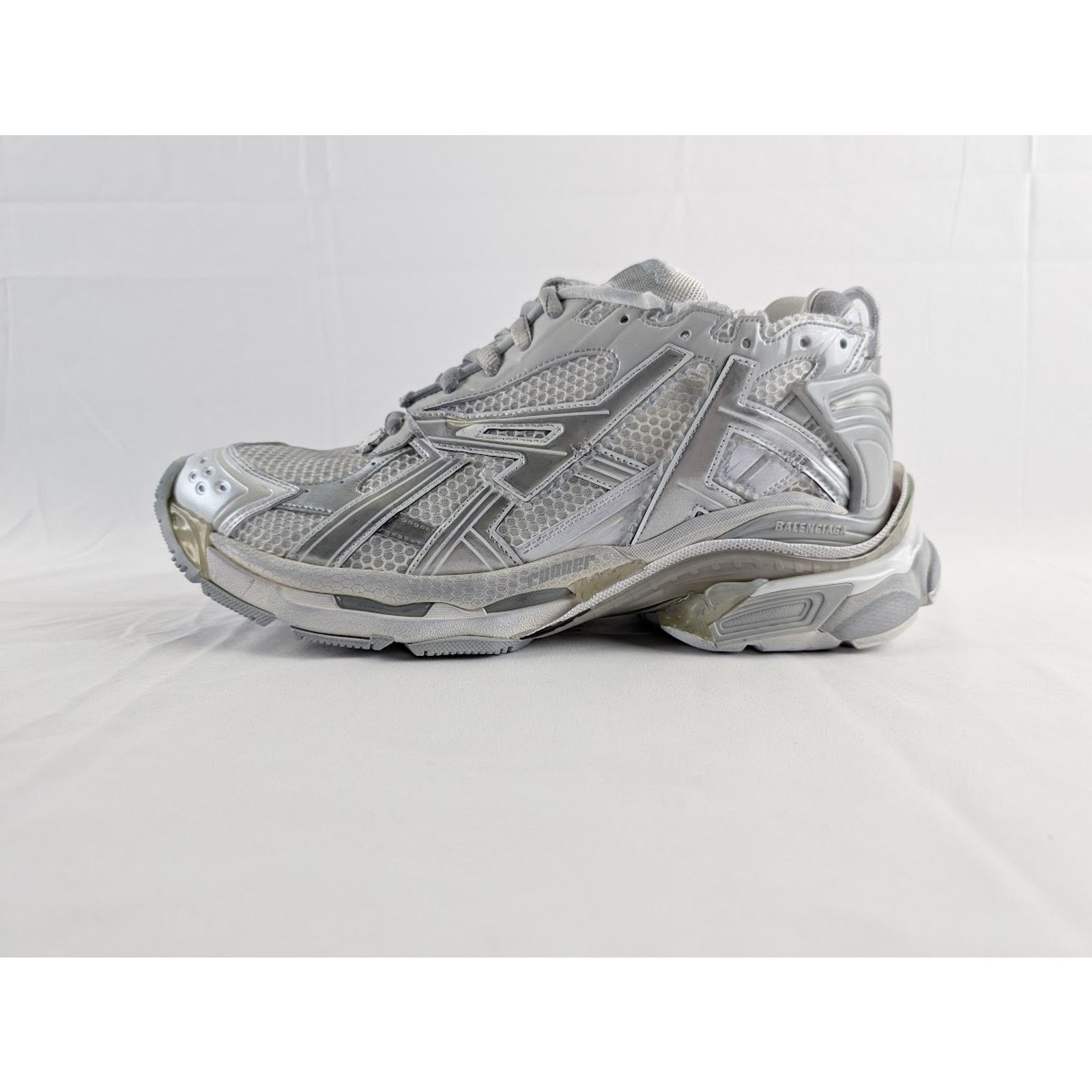 Balenciaga o1rshd1 Upper Mesh Rubber Metallic Runner in Silver/Grey Size US 12 / EU 45 - 1 Thumbnail