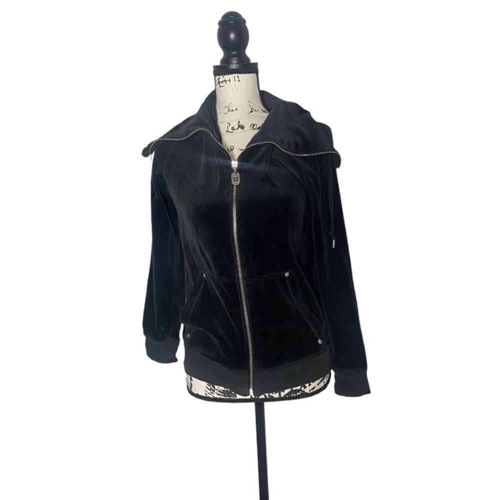 Michael Kors Michael Kors Black Velour Zip Up Sweatshirt Women’s Size M M Size M / US 6-8 / IT 42-44 - 8 Thumbnail