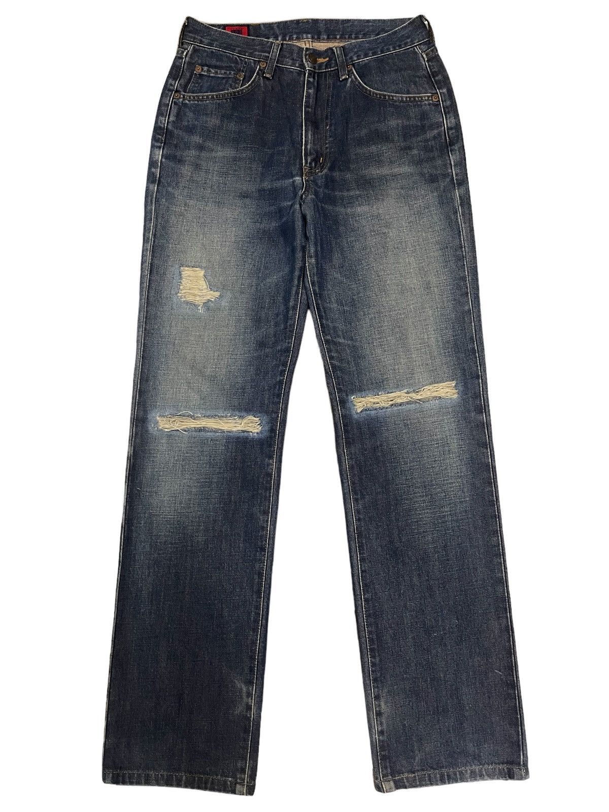 image of 1 Of 1 x Archival Clothing Vintage 90's Edwin 503 Blue Wash Distressed Jeans, Men's (Size 29)