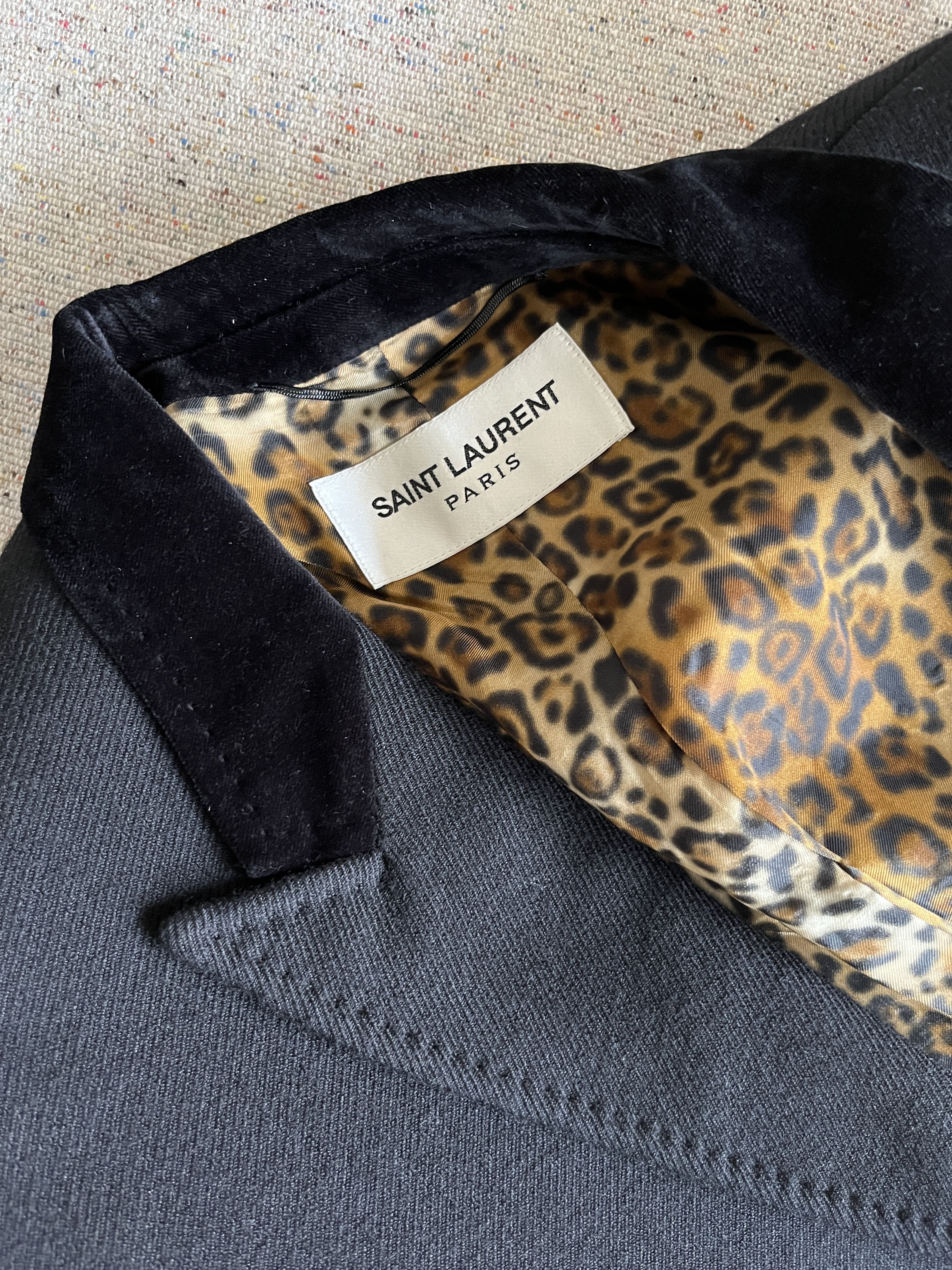Hedi Slimane × Saint Laurent Paris SLP FW16 VELVET COLLAR COAT with Leopard Lining Size US S / EU 44-46 / 1 - 9 Thumbnail
