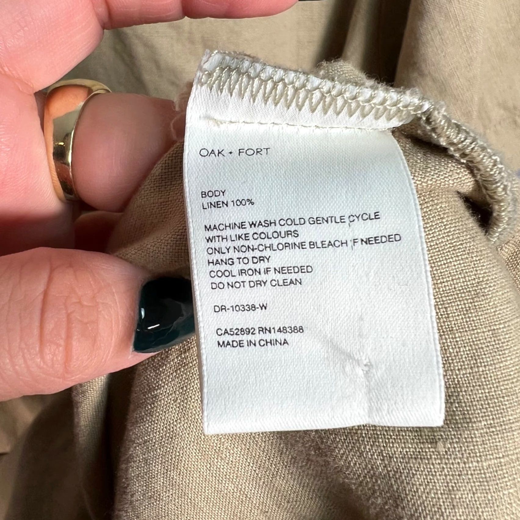 Oak + Fort Oak + Fort Shirt Dress Womens Small Beige Linen Button-Front Midi W/ Waist Tie Daywear Casual Summer Spring Size S / US 4 / IT 40 - 4 Thumbnail