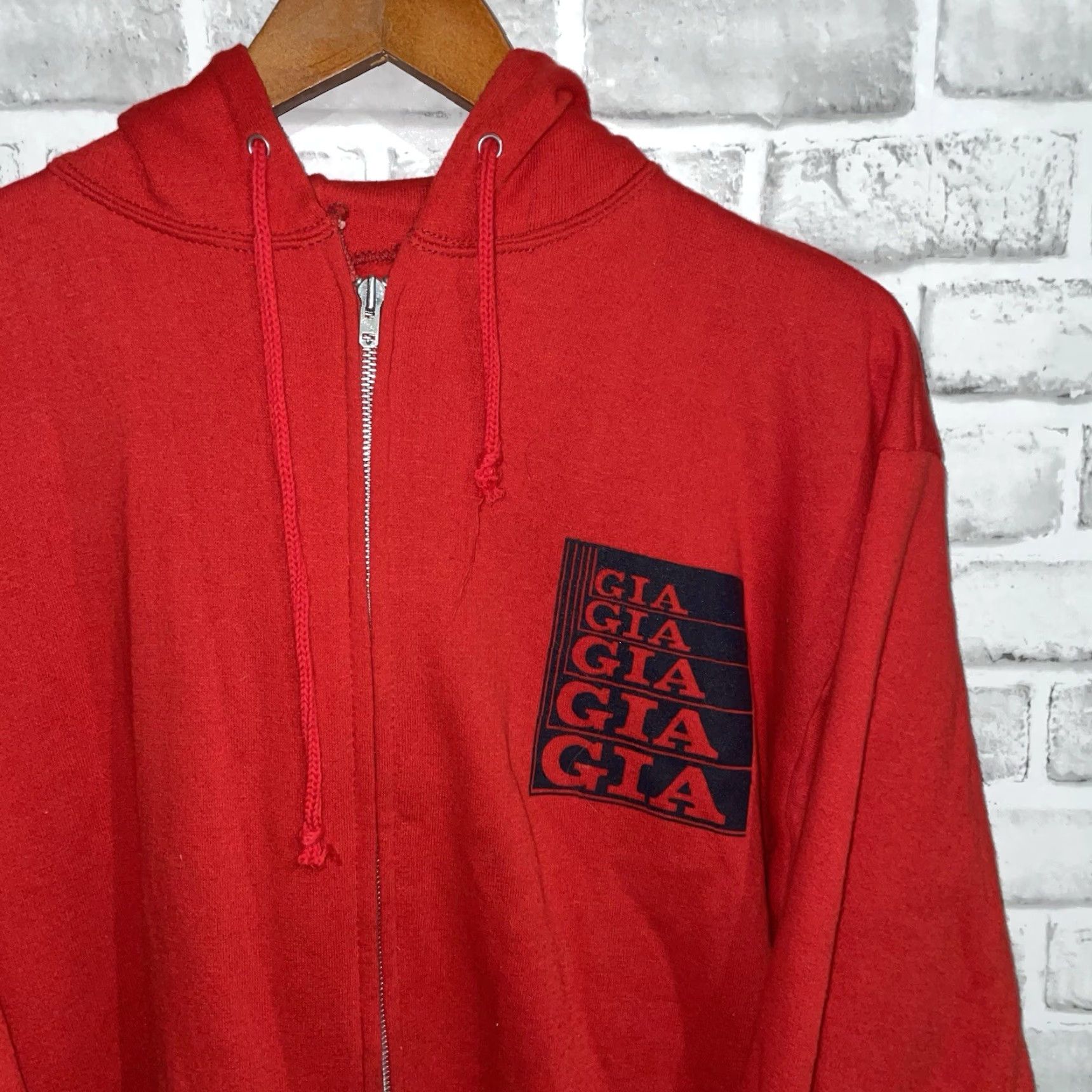 Vintage VINTAGE GIA Full Zip Hoodie Unisex Size S Red Drawstring Zip-up Hoodie Unisex Adults Mens Womens Size US S / EU 44-46 / 1 - 2 Thumbnail