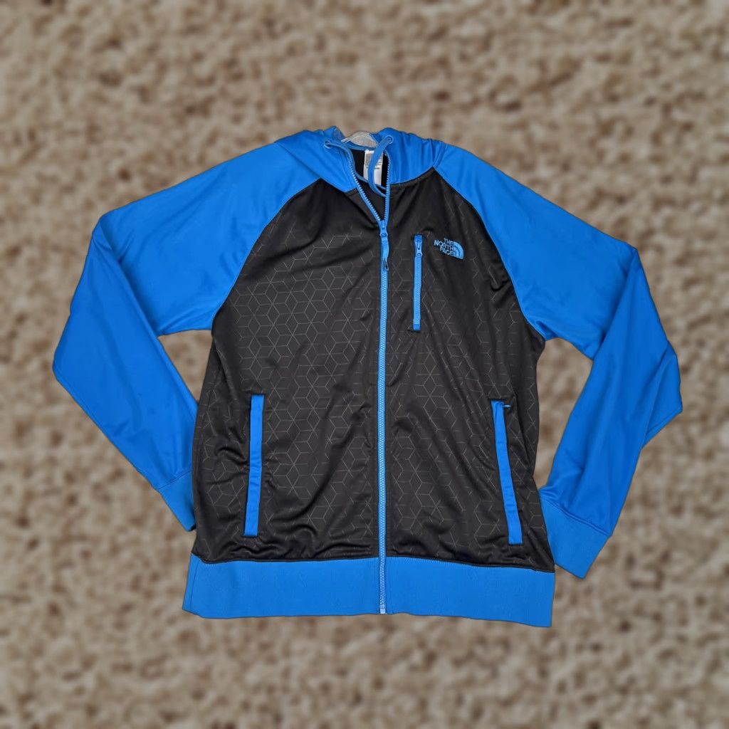 The North Face The North Face Jacket Mens M Blue Geometric Hooded Windbreaker Full Zip - Lightweight Softshell Outdoor Hiking Casual Size US M / EU 48-50 / 2 - 1 Thumbnail