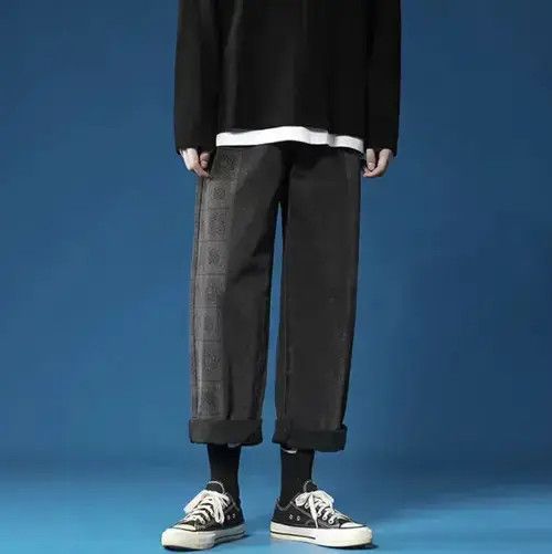 VIBE 20AW Indigo Union Japan Black Denim Bandana Straight Pants Size US 31 - 4 Thumbnail