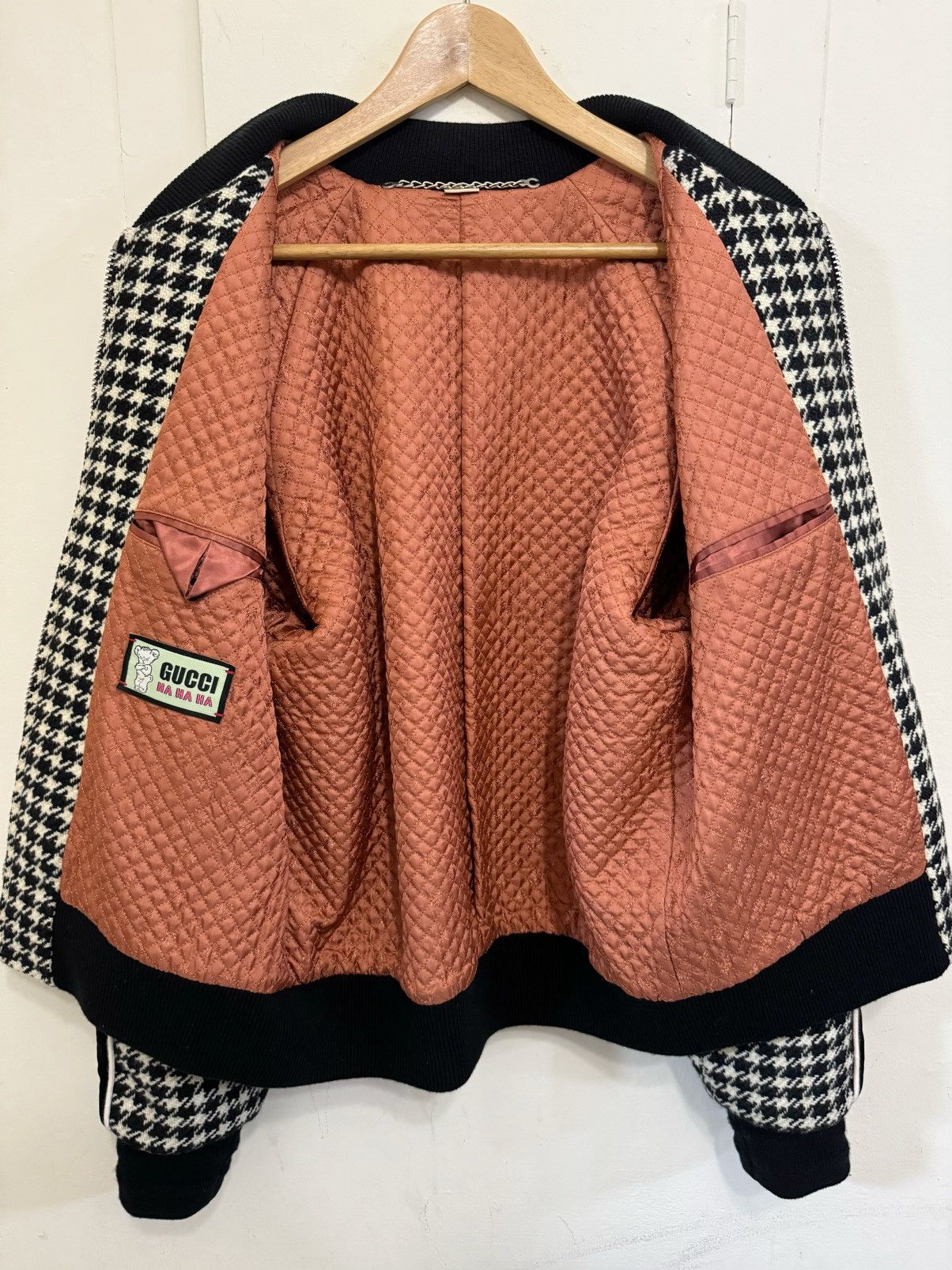Gucci Harry Styles HA HA HA Houndstooth Dove Heart Bomber Jacket Size US M / EU 48-50 / 2 - 5 Thumbnail
