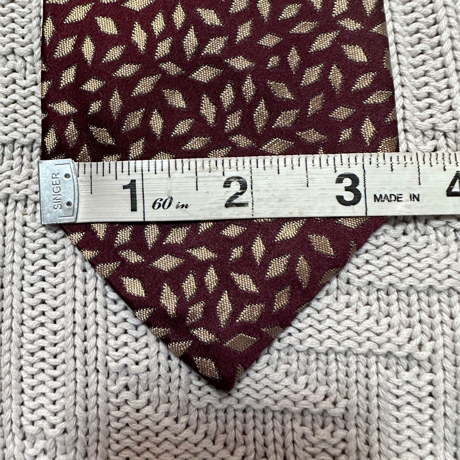 Paul Stuart Paul Stuart maroon and gold geometric print Italian silk tie Size ONE SIZE - 5 Thumbnail