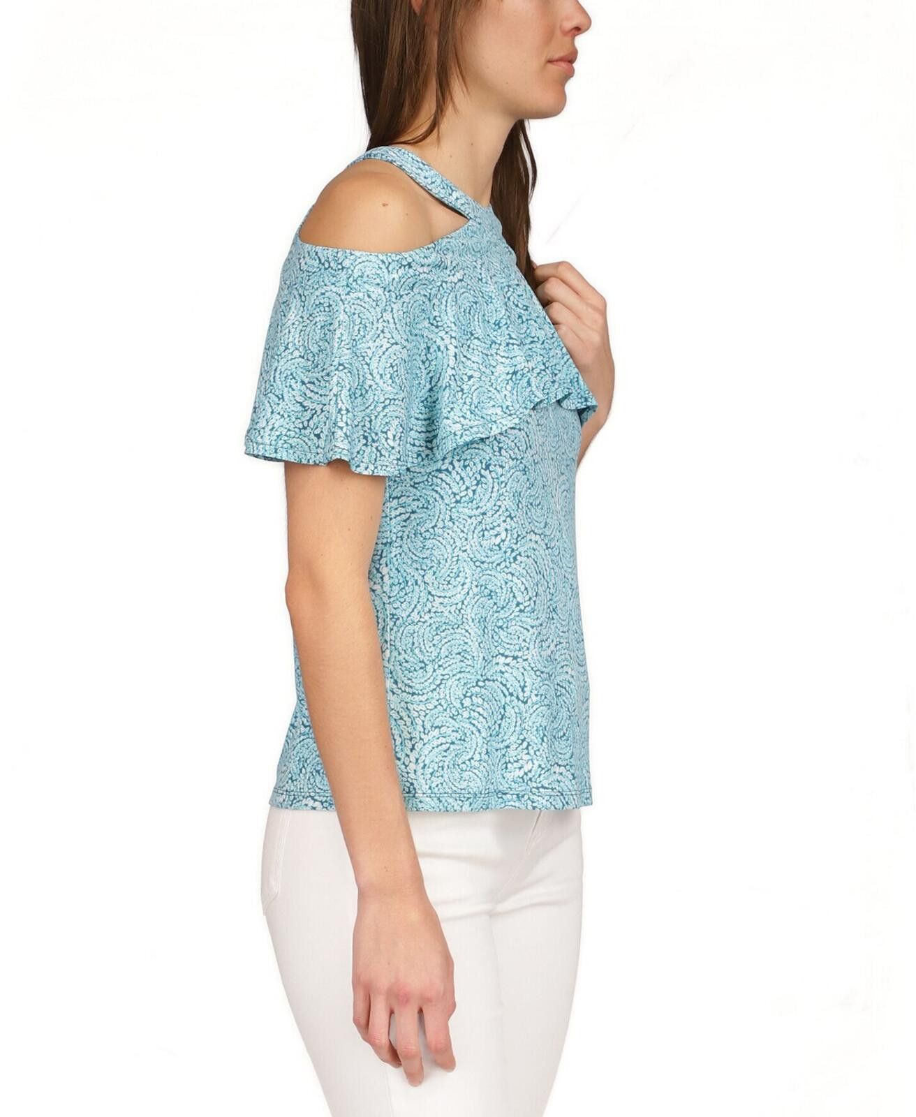 Michael Kors MICHAEL Michael Kors Shibori Flounce Cold-Shoulder Top Size L / US 10 / IT 46 - 4 Thumbnail