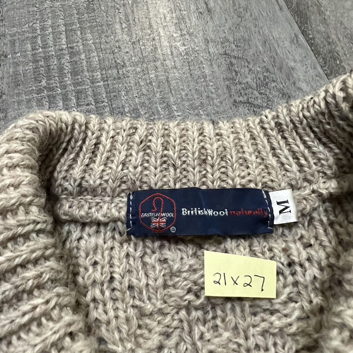 Vintage British Wool Naturally Jumper Oatmeal Cable Knit Sweater Size US M / EU 48-50 / 2 - 4 Thumbnail