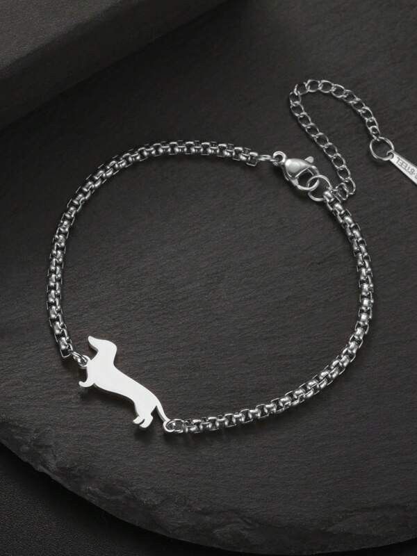 Archival Clothing x Jewelry Vintage 2000S Style Black Silver Y2K Bracelet Doxie, Men's