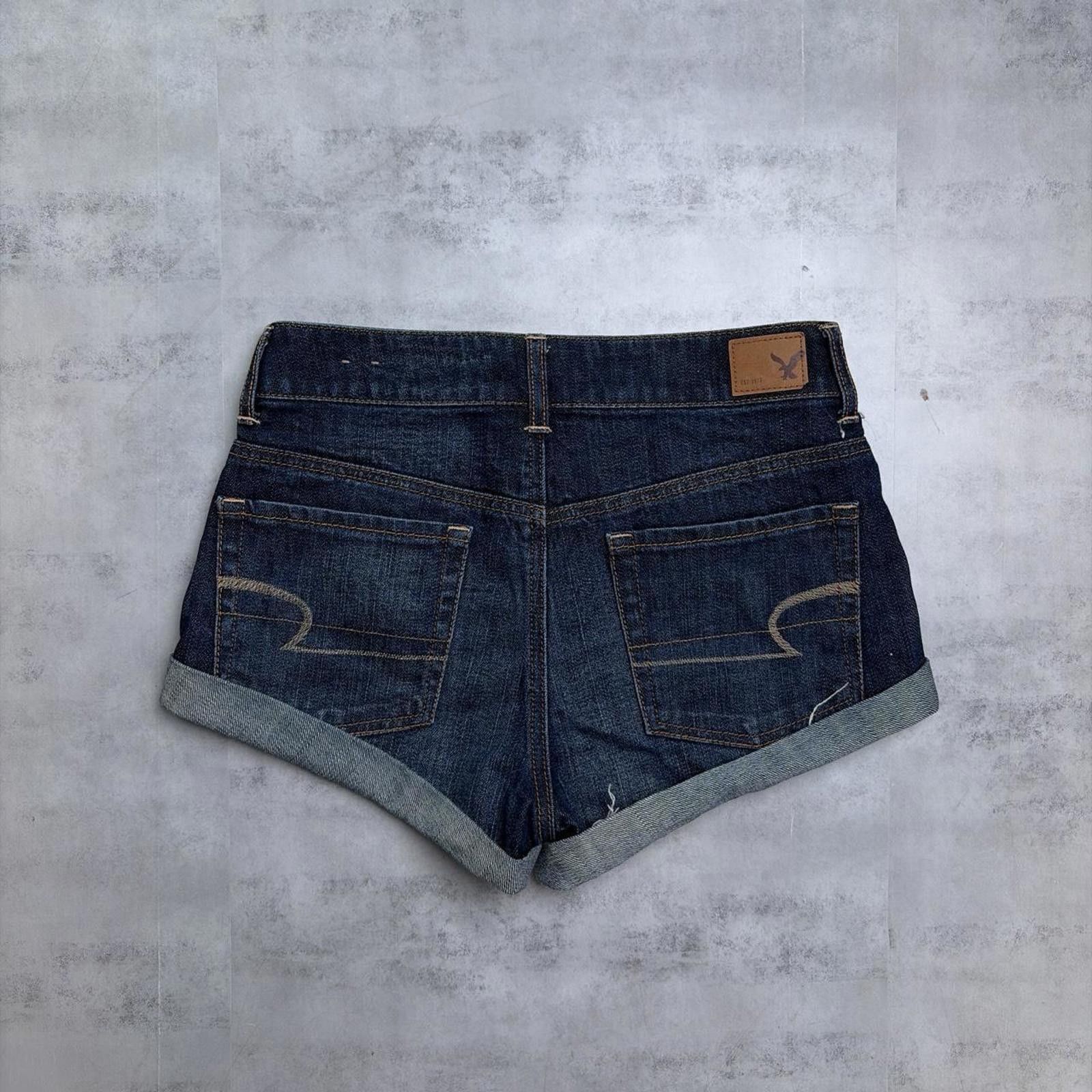 American Eagle Outfitters Y2K Dark Wash American Eagle Grunge Mini Denim Shorts Size 30" / US 8 / IT 44 - 1 Thumbnail