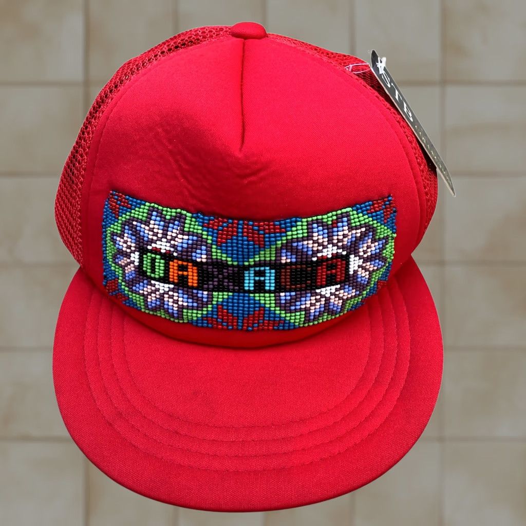 Vintage STARBOX CAPS OAXACA Mexico Beads Trucker Hat Men's One Size Red Snapback Hat Size ONE SIZE - 1 Thumbnail