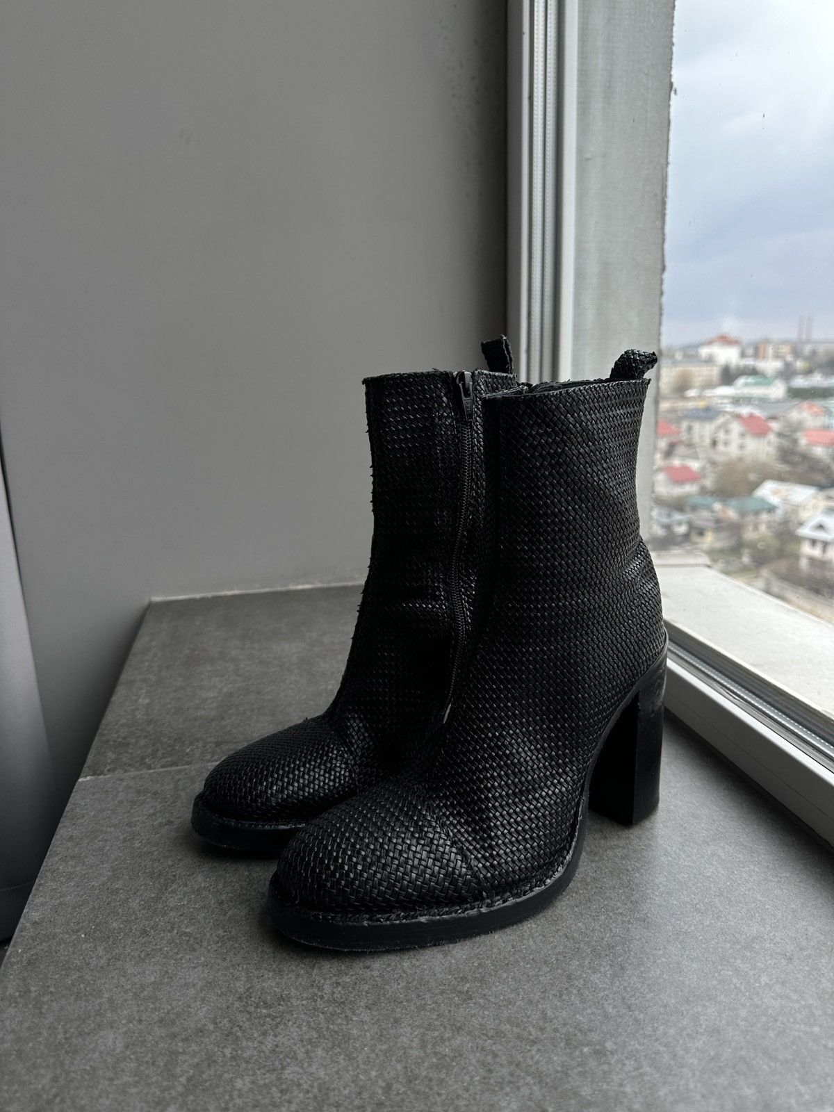 Ann Demeulemeester × Vintage Ann Demeulemeester women’s rare black combat woven boots Size US 6.5 / IT 36.5 - 1 Thumbnail