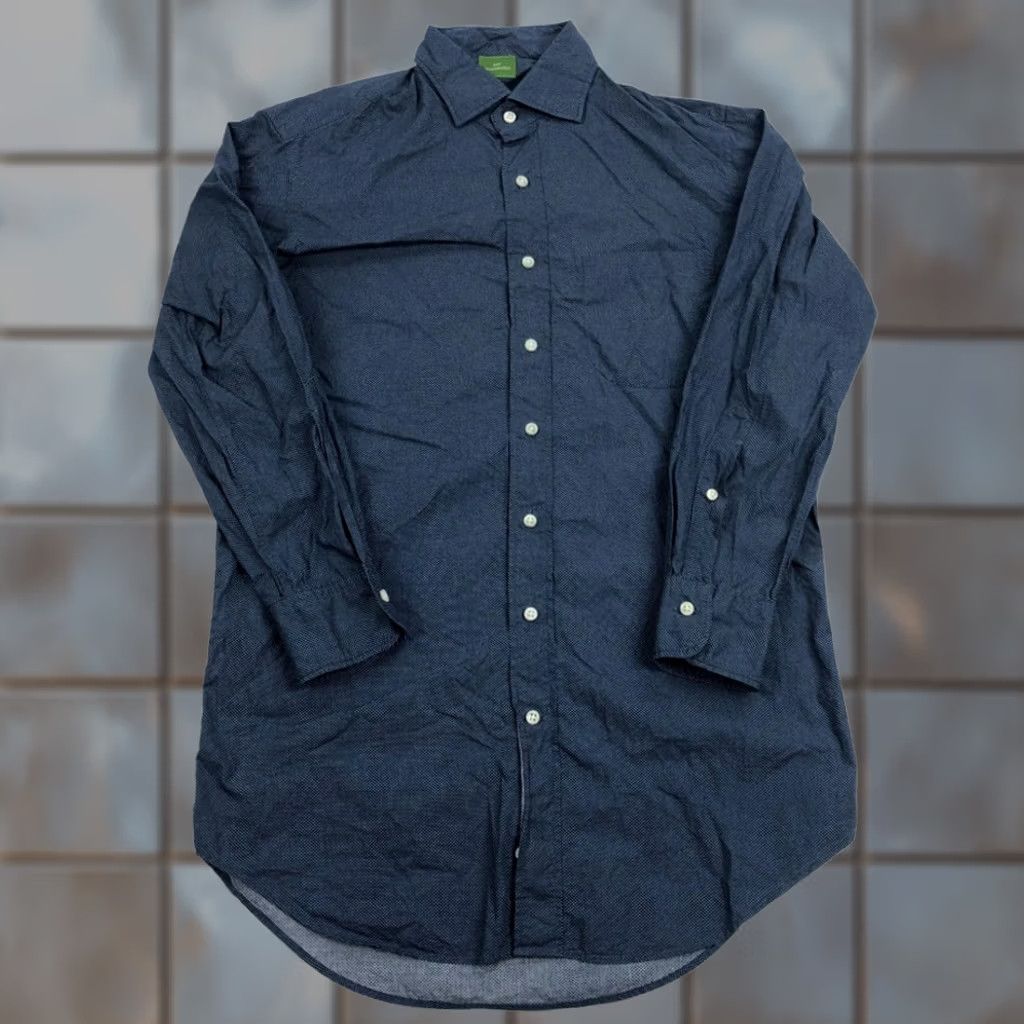 Sid Mashburn Sid Mashburn Men's S Small Navy Blue White Dot Cotton Button-Down Shirt Size US S / EU 44-46 / 1 - 1 Thumbnail