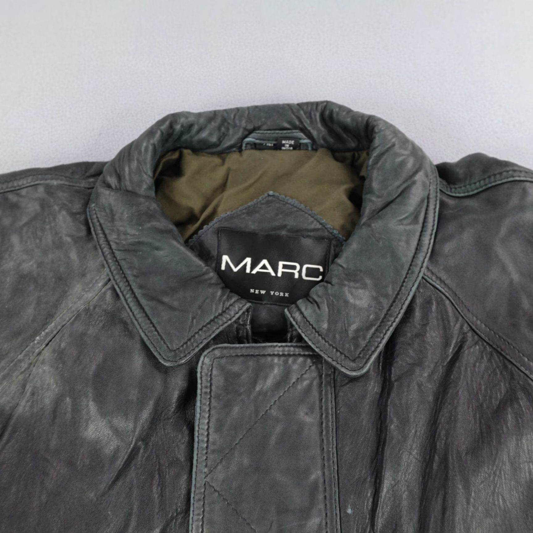 Vintage VINTAGE Marc New York Jacket Mens XL Tall Black Genuine Leather Coat Zip Snap Up 90s Biker Mens Size US XL / EU 56 / 4 - 2 Thumbnail