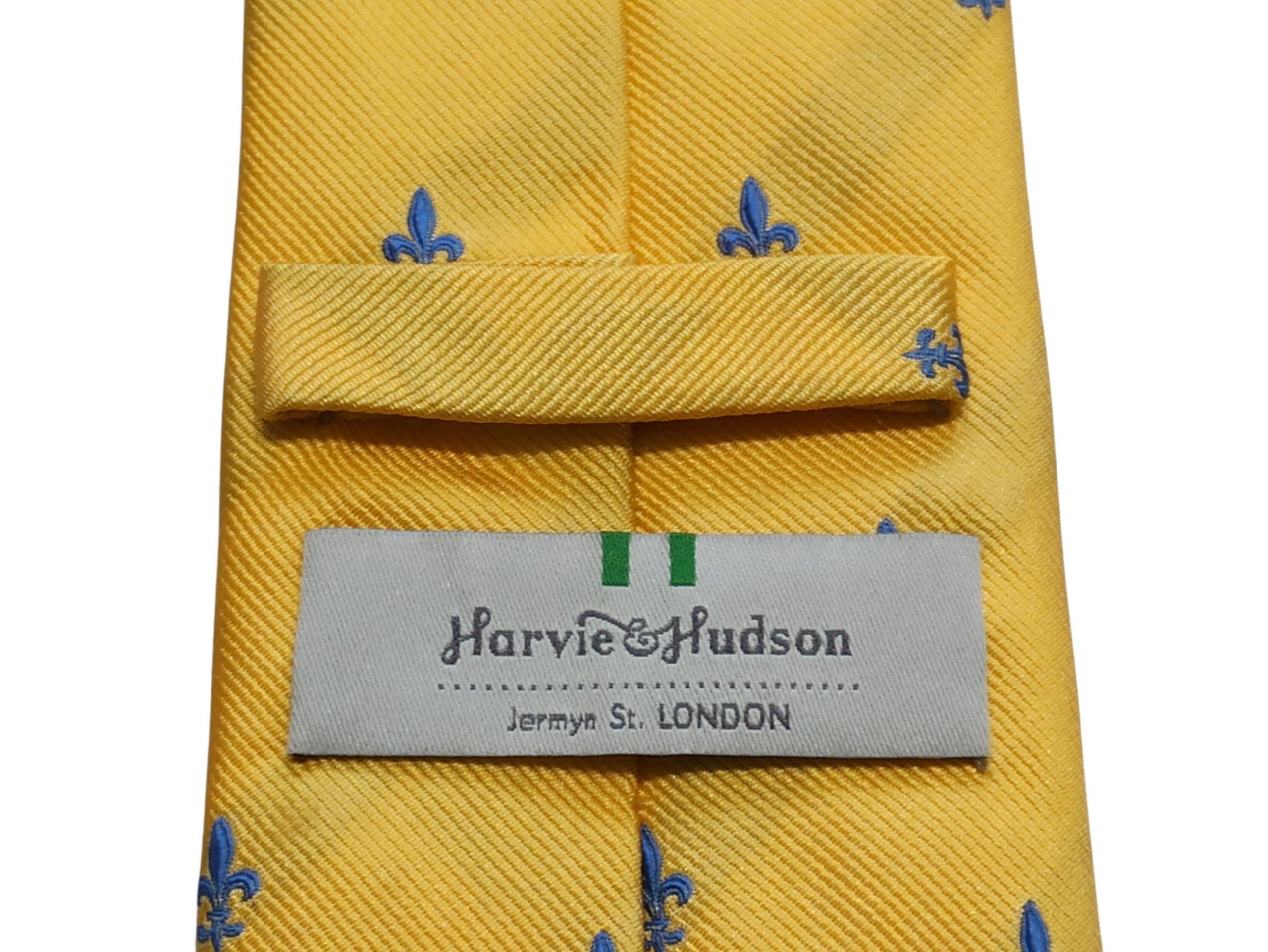 Other Harvie & Hudson London Silk Tie Fleur De Lis Yellow England Size ONE SIZE - 4 Thumbnail