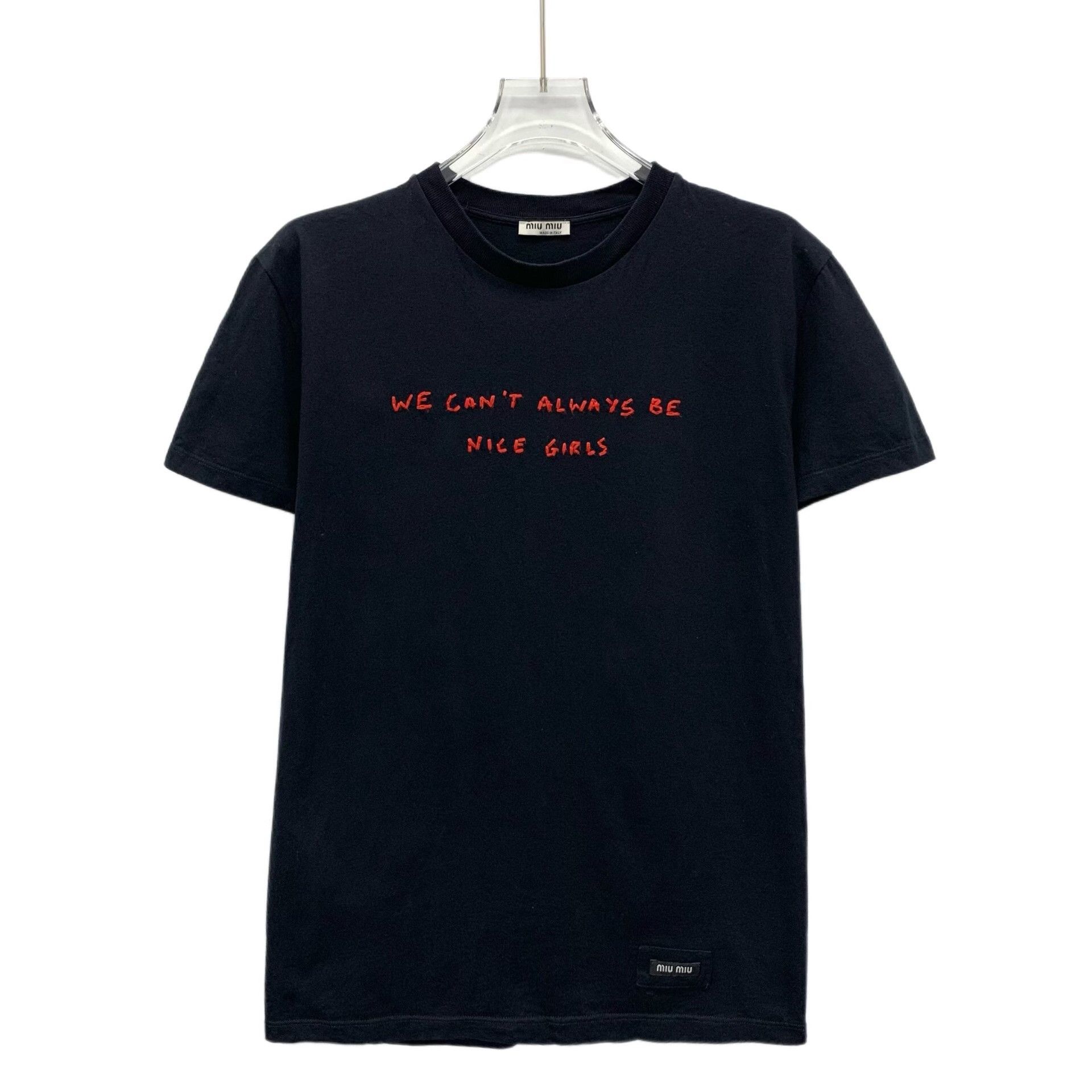 Miu Miu Miu Miu Embroidered Black T-Shirt S Women Size S / US 4 / IT 40 - 1 Thumbnail