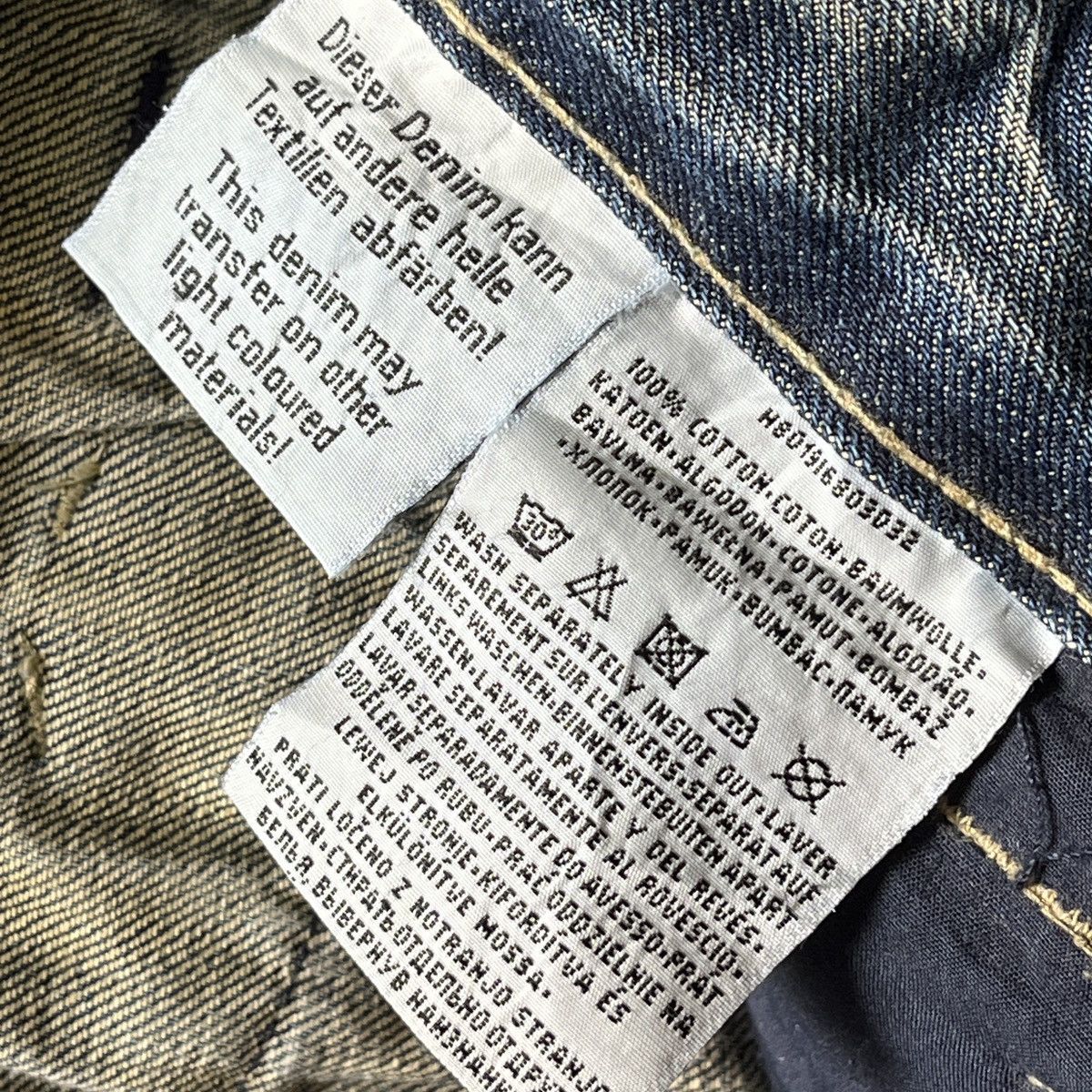 Japanese Brand Distressed Double Knee Japan Denim Double Waist Size US 33 - 17 Thumbnail