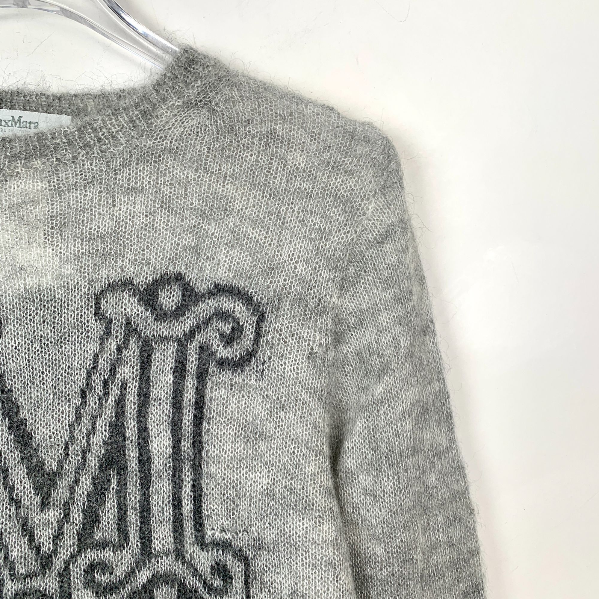 Max Mara Max Mara Womens Gray Wool & Angora Blend Sweater With Black Size XS / US 0-2 / IT 36-38 - 3 Thumbnail