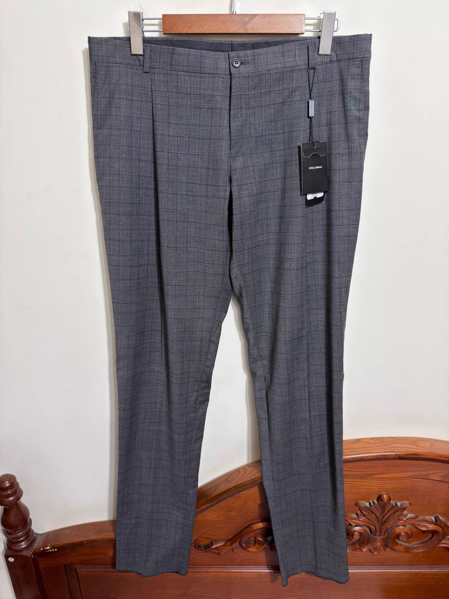 Dolce & Gabbana DG Slim Fit Trousers Dark Gray POW Check IT50 Size US 34 / EU 50 - 1 Thumbnail