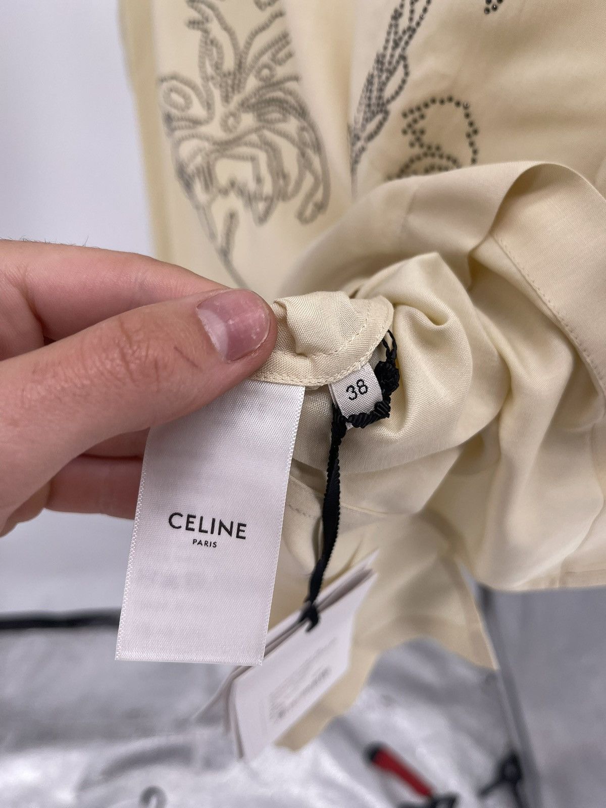 Celine Celine Convertible-Collar Studded Satin Shirt size 38 Size US M / EU 48-50 / 2 - 4 Thumbnail