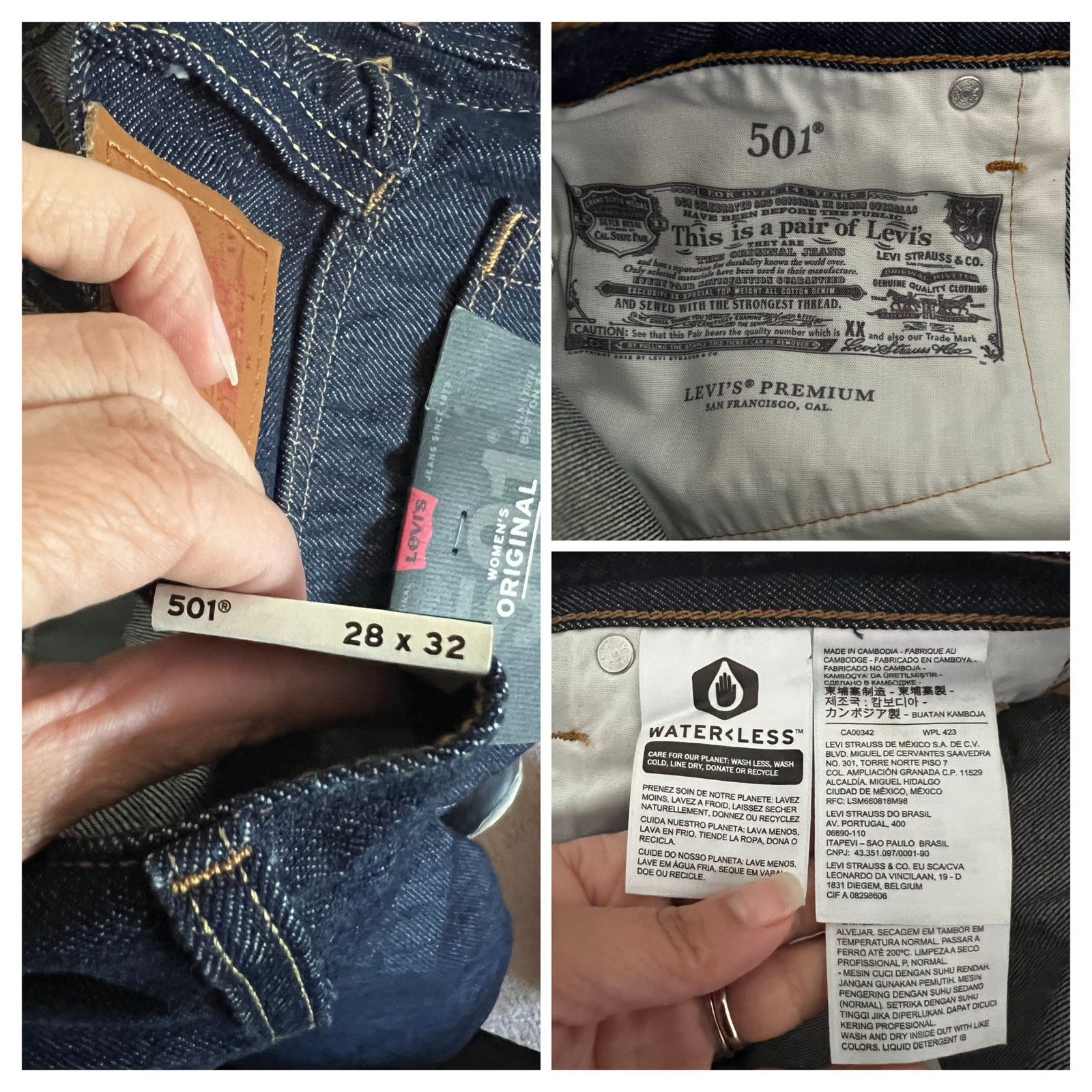 Levi's 501 Women's High Rise Jeans Straight Leg Button Fly 28x32 Size 28" / US 6 / IT 42 - 9 Thumbnail