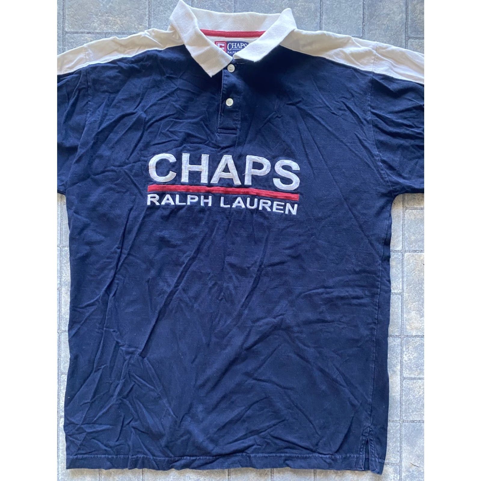 Polo Ralph Lauren VTG Chaps Polo Ralph Lauren Polo Rugby Shirt Navy Blue 100% Cotton Large L Men Shirts Logo Decade: 90s Size US L / EU 52-54 / 3 - 2 Thumbnail