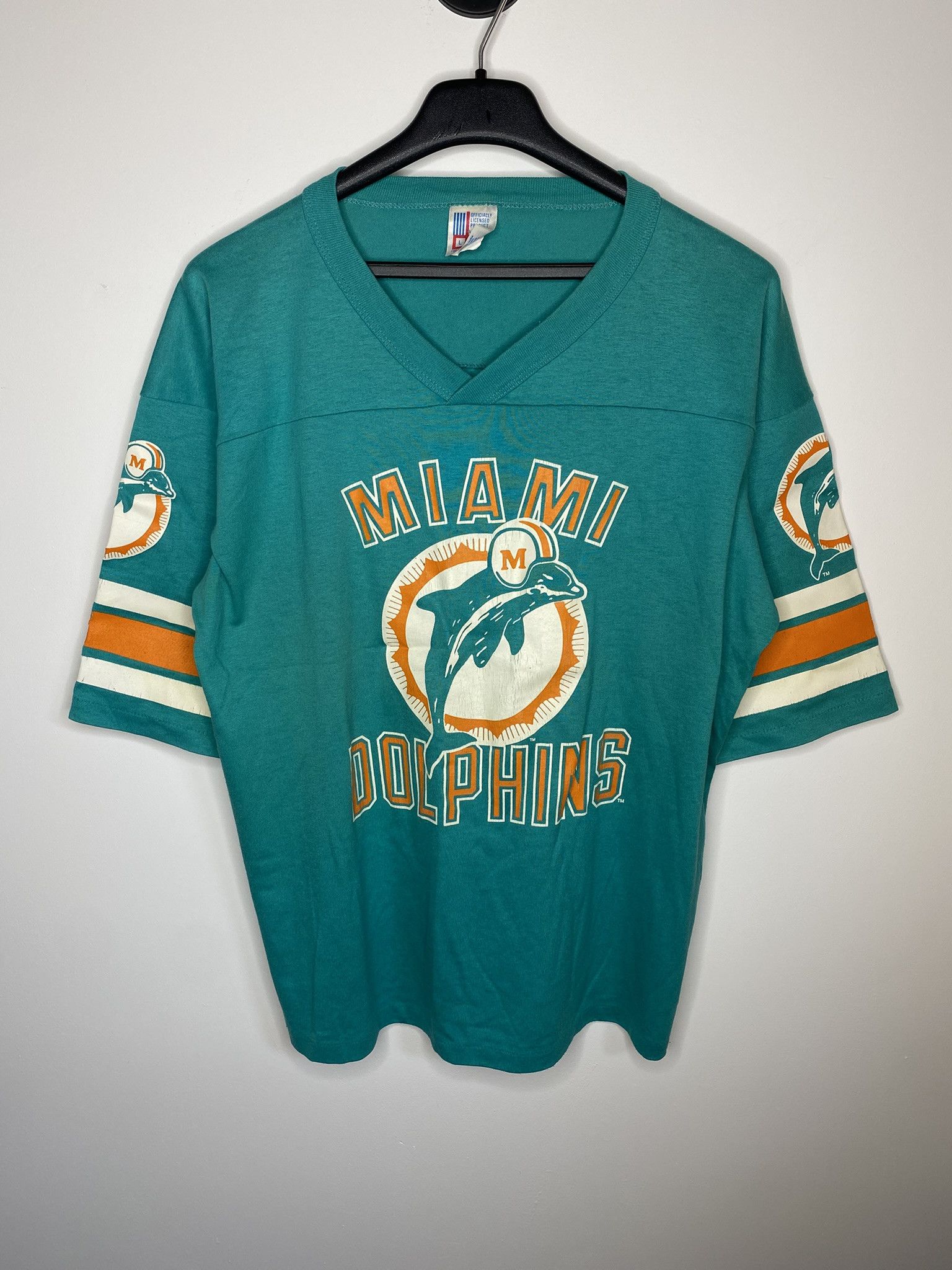 NFL VINTAGE 80s MIAMI DOLPHINS NFL FOOTBALL SHIRT JERSEY Size US L / EU 52-54 / 3 - 1 Thumbnail