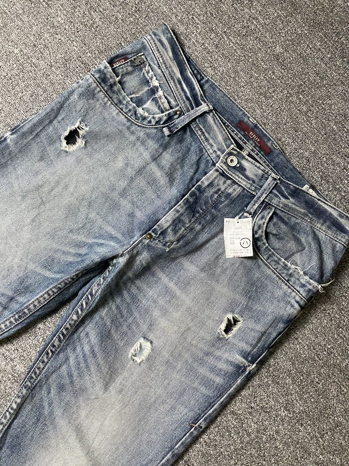 Sisley × Vintage SISLEY Brand Slim Fit Distressed Denim Ripped Jeans (117) Size US 34 / EU 50 - 4 Thumbnail
