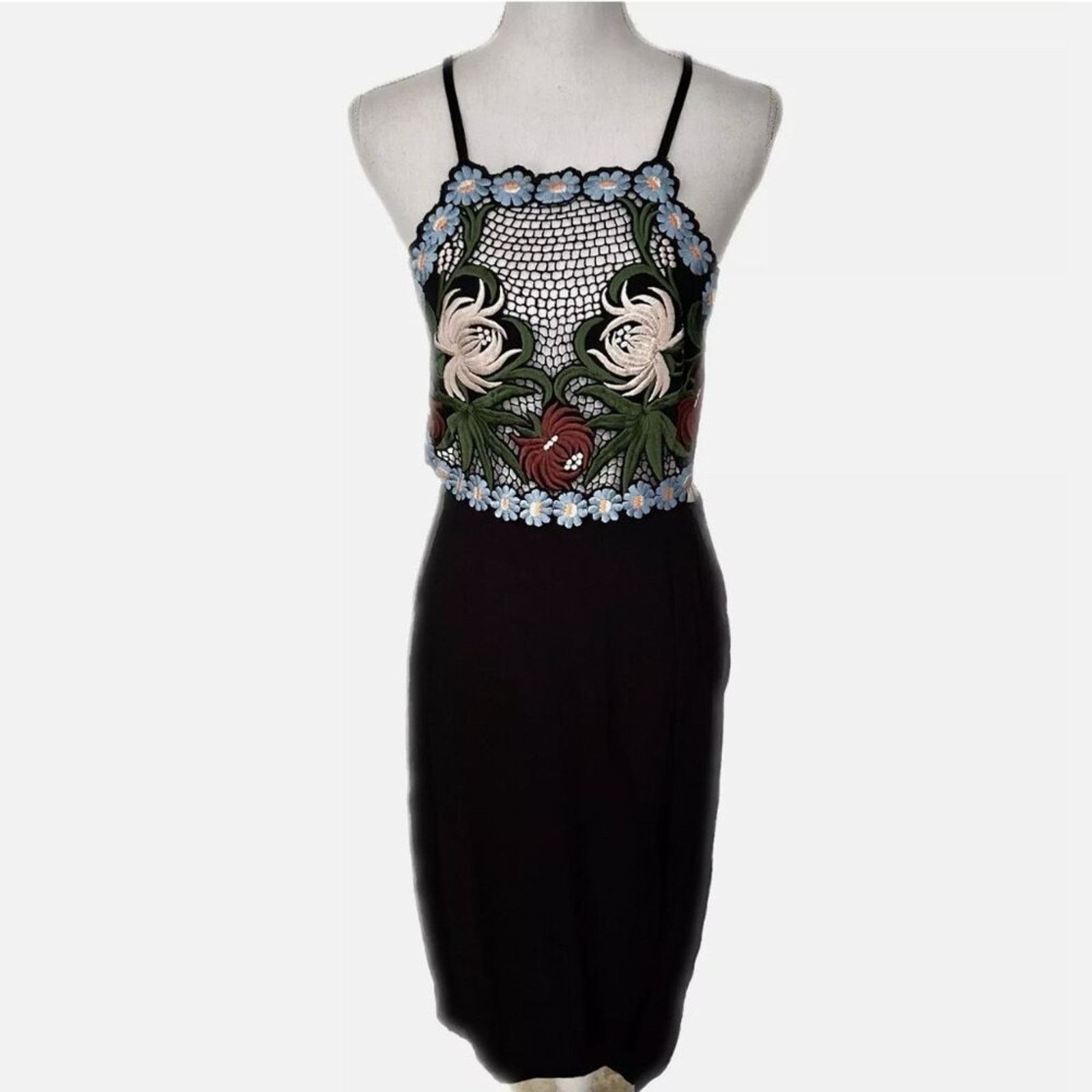 Cleobella Cleobella Floral Embroidered Black Summer Dress Handmade Size S / US 4 / IT 40 - 1 Thumbnail