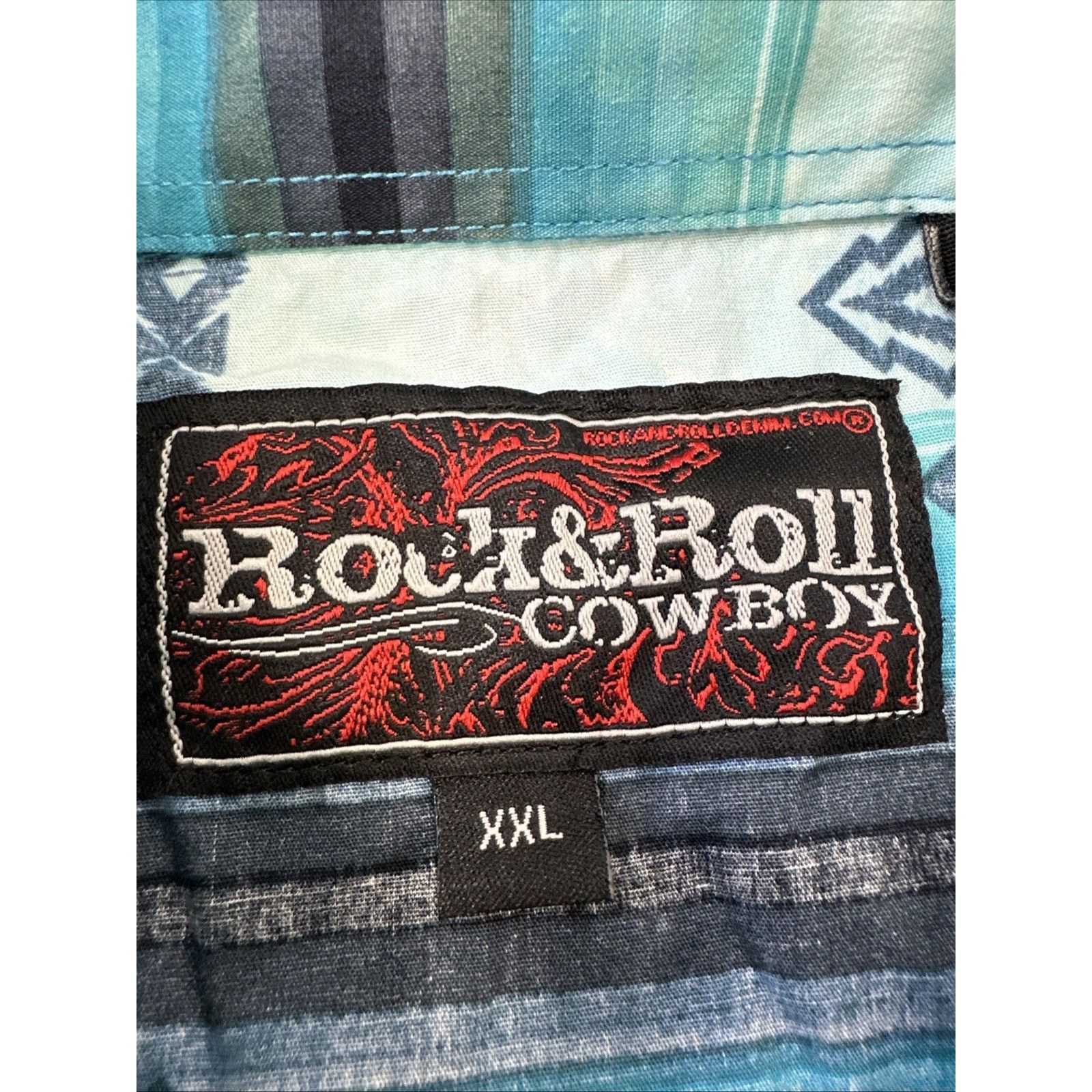 Other Rock & Roll Cowboy Shirt Mens XXL Black Blue Aztec Western Size US XXL / EU 58 / 5 - 9 Thumbnail