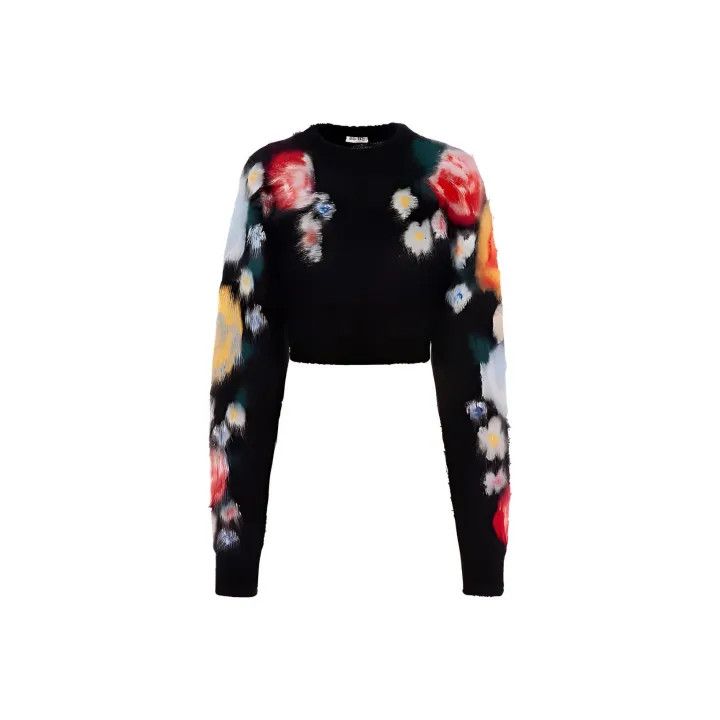 Miu Miu Miu Miu Floral Knit Sweater for Women 0079 Size M / US 6-8 / IT 42-44 - 1 Thumbnail