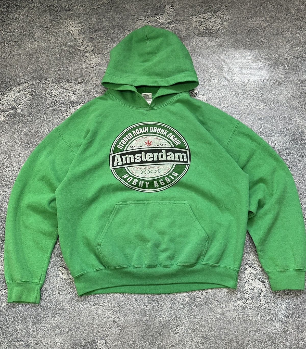 Vintage Vintage Amsterdam Weed XXX Hoodie L "Horny Again" Green Size US L / EU 52-54 / 3 - 1 Thumbnail