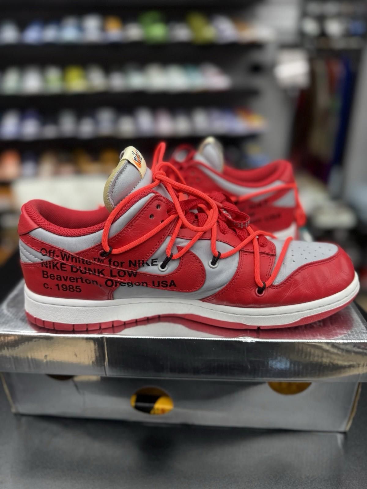 Nike Size 11 - Nike Dunk Low x OFF-WHITE University Red 2019 Size US 11 / EU 44 - 7 Thumbnail