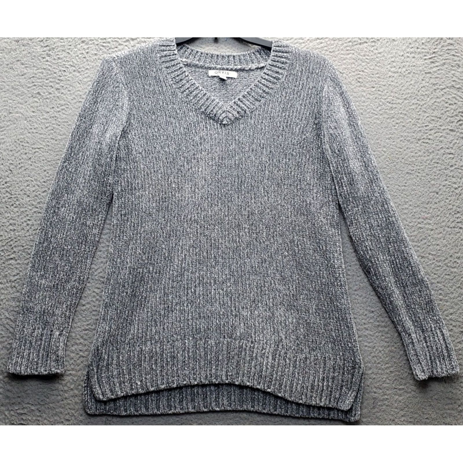 Orvis Orvis Sweater Womens Size S Gray Raglan Sleeve V-Neck Pullover High-Low Slit Knit-Cable Knitwear Casual Size S / US 4 / IT 40 - 2 Thumbnail