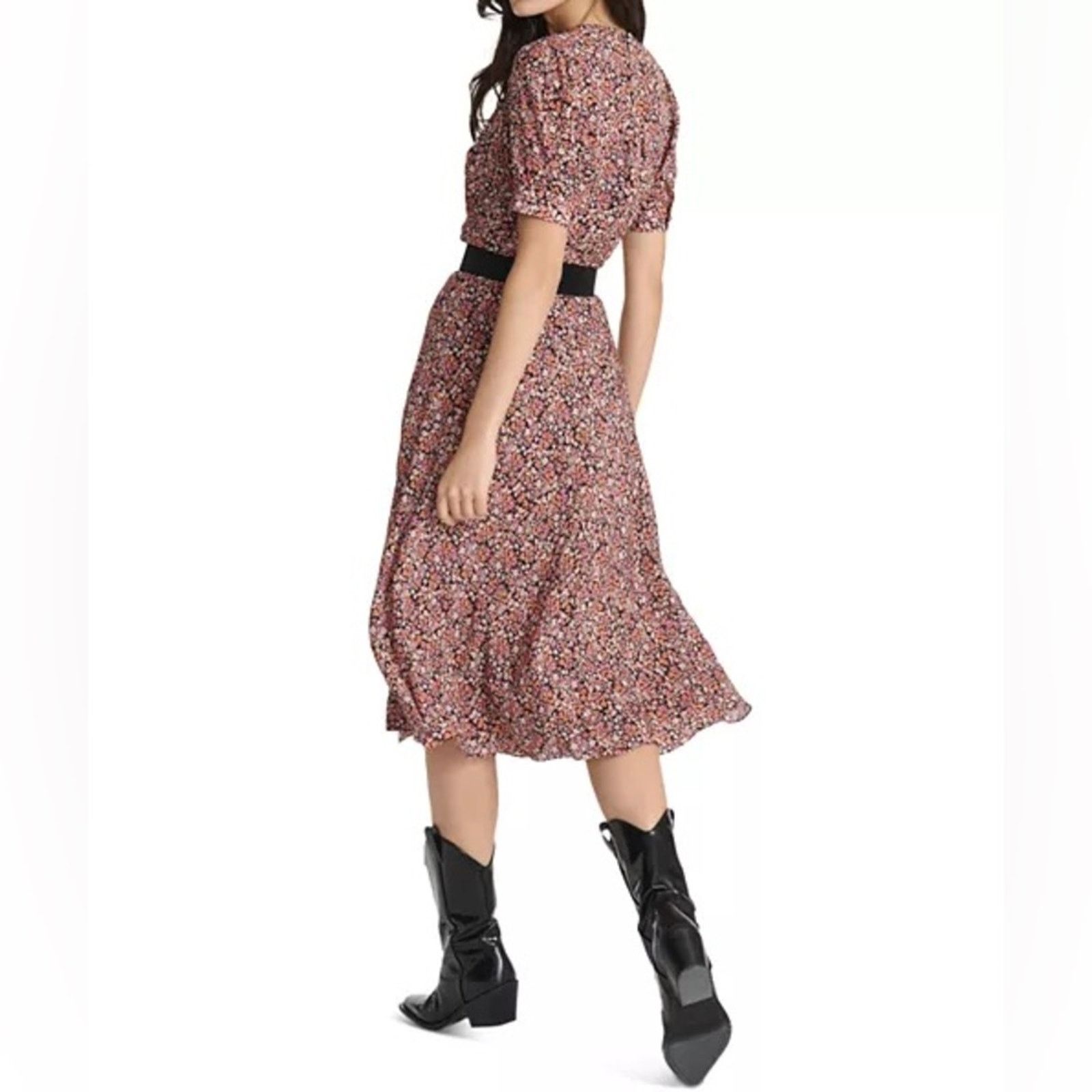 The Kooples THE KOOPLES $355 Floral Print Midi Dress Pink Sz 1 (S) Size S / US 4 / IT 40 - 15 Thumbnail