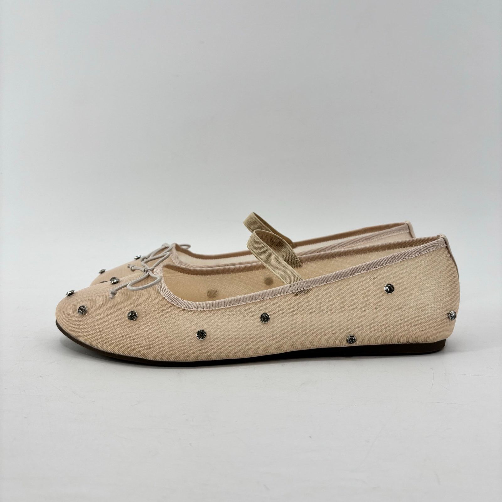 Other Project Cloud Amity Nude Rhinestone Ballet Flats Mesh Bow Size US 11 / IT 41 - 2 Thumbnail
