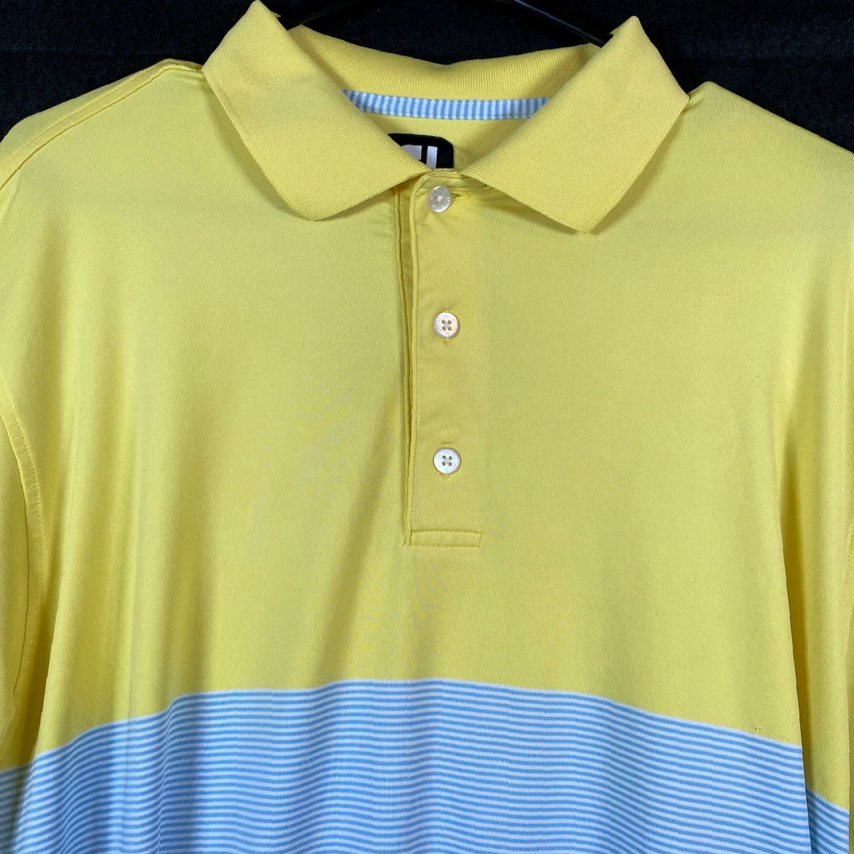 Footjoy FootJoy Shirt Yellow Blue Golf Polo Mens L Quick Dry Stretch Athleisure Casual Workwear 42 in Chest Colorblock Button-Down Short Sleeve Stateful Size US L / EU 52-54 / 3 - 2 Thumbnail