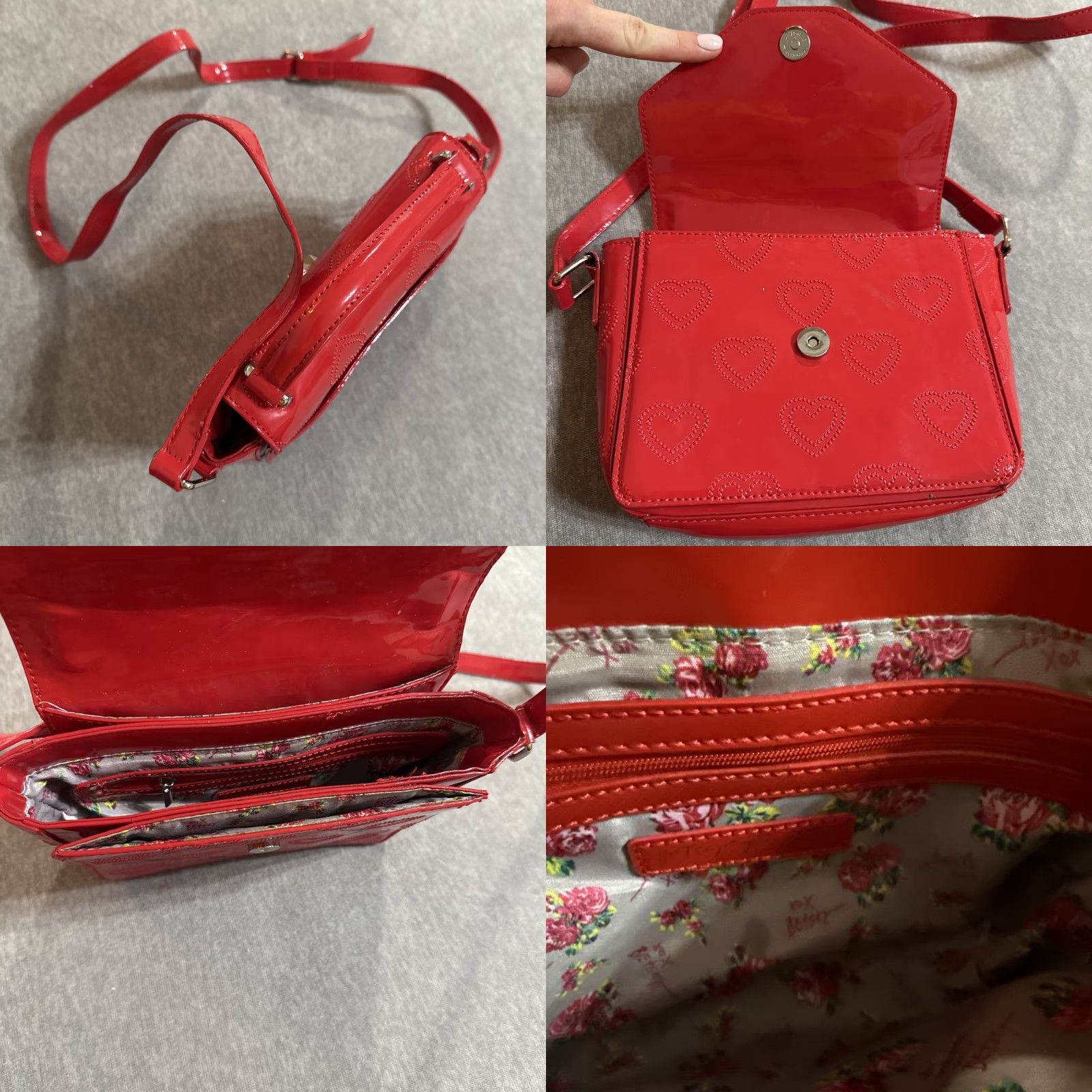 Betsey Johnson EUC Betsey Johnson Red Top Handle Bag Crossbody Heart Design Satchel Purse Casual Medium Women Size M / US 6-8 / IT 42-44 - 8 Thumbnail