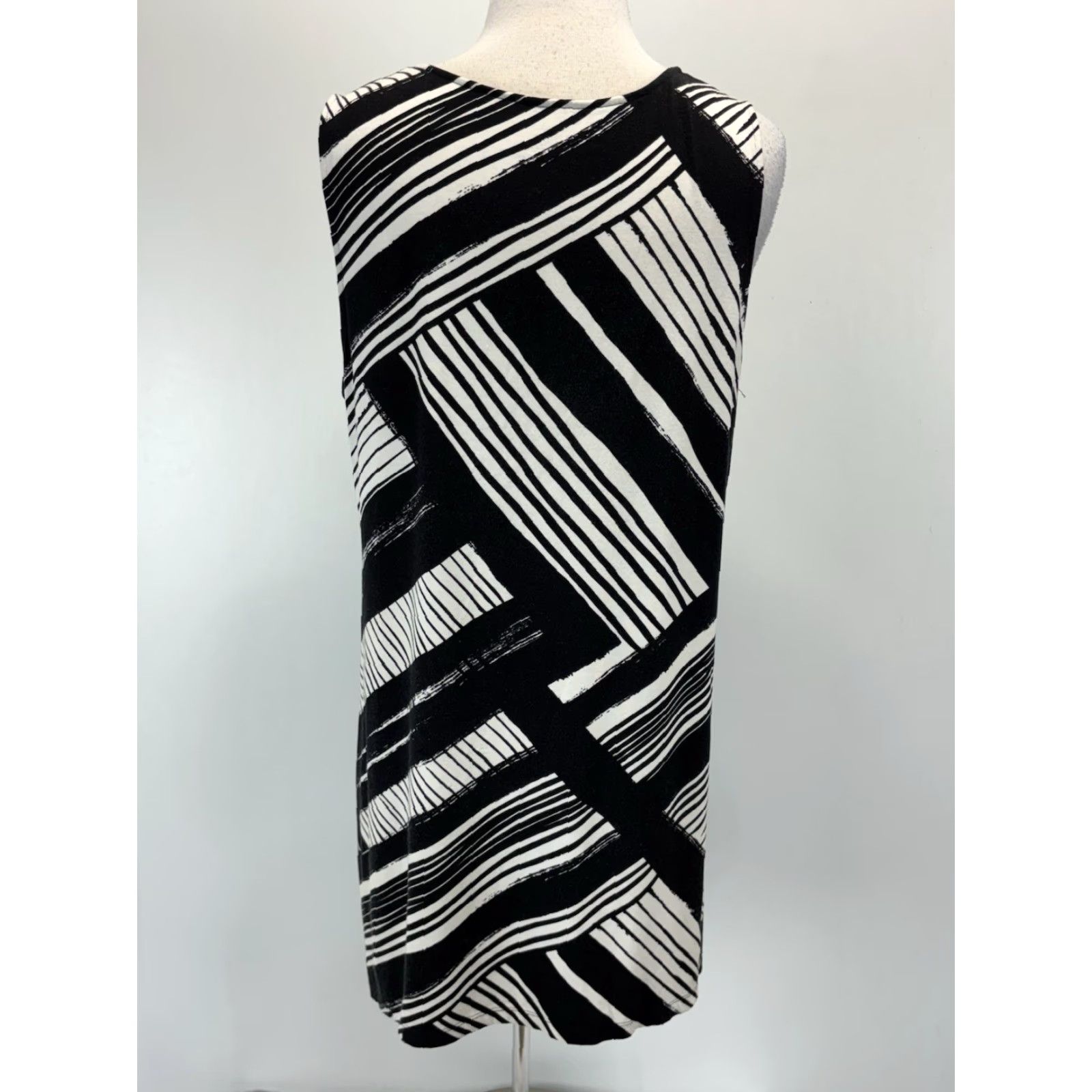 Vintage VINTAGE Soma Women Sleeveless Geometric Dress XL Black White A-Line Casual Travel Stretch Size XL / US 12-14 / IT 48-50 - 3 Thumbnail